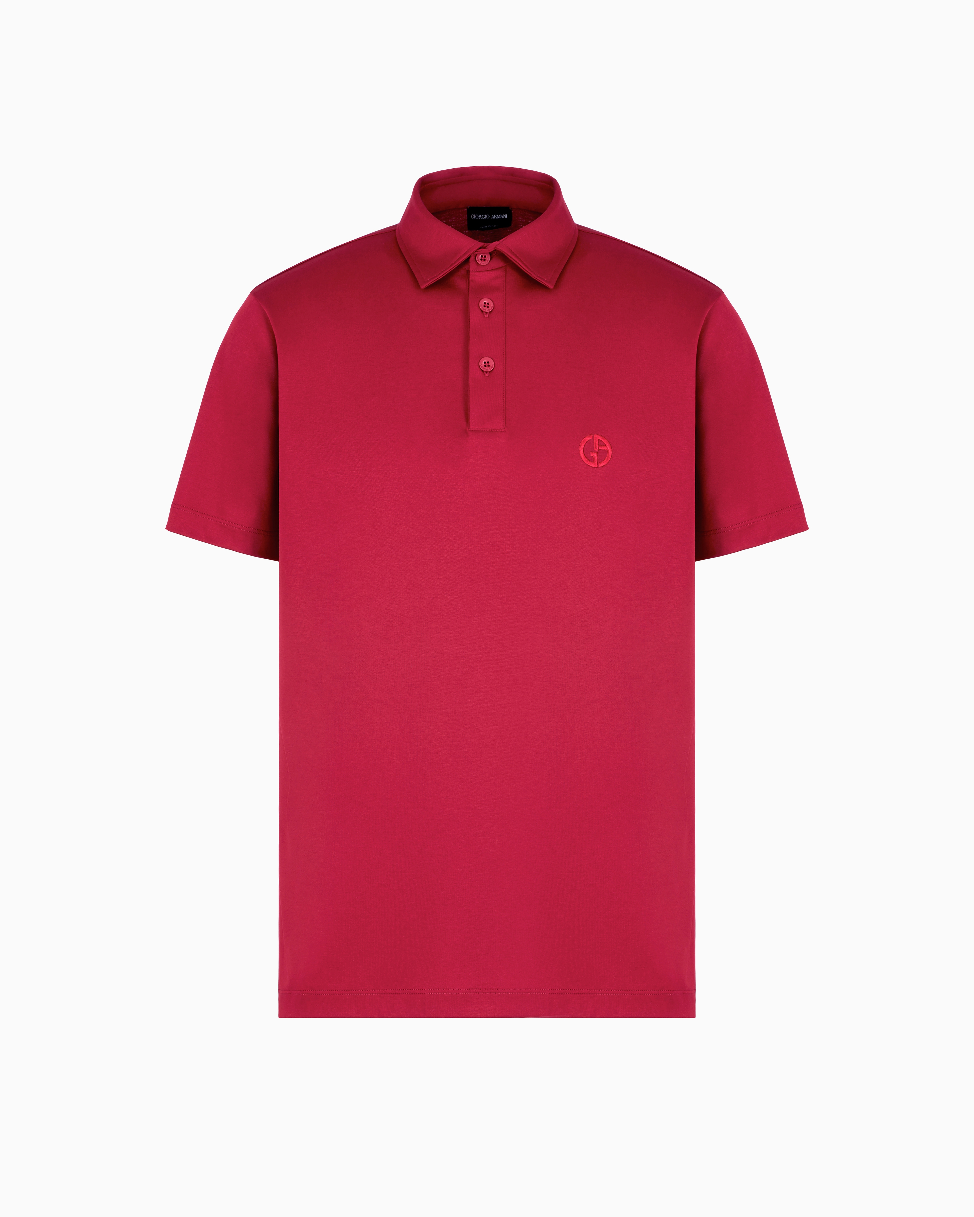 Giorgio Armani Vネックポロシャツ 48 ワインレッド Pure cotton interlock polo shirt with embroidered logo