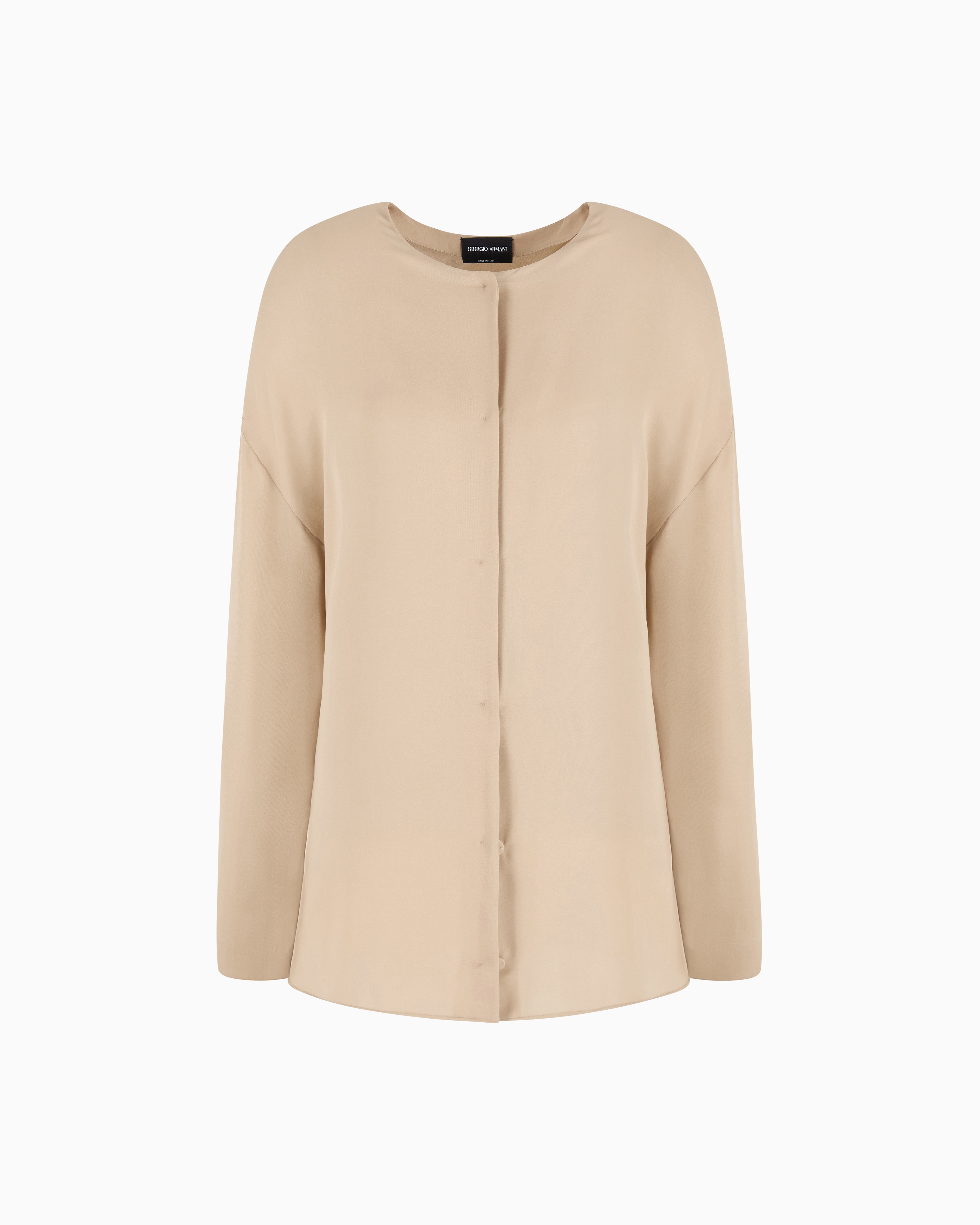 Giorgio Armani Washed Silk Double-georgette Shirt In Brown
