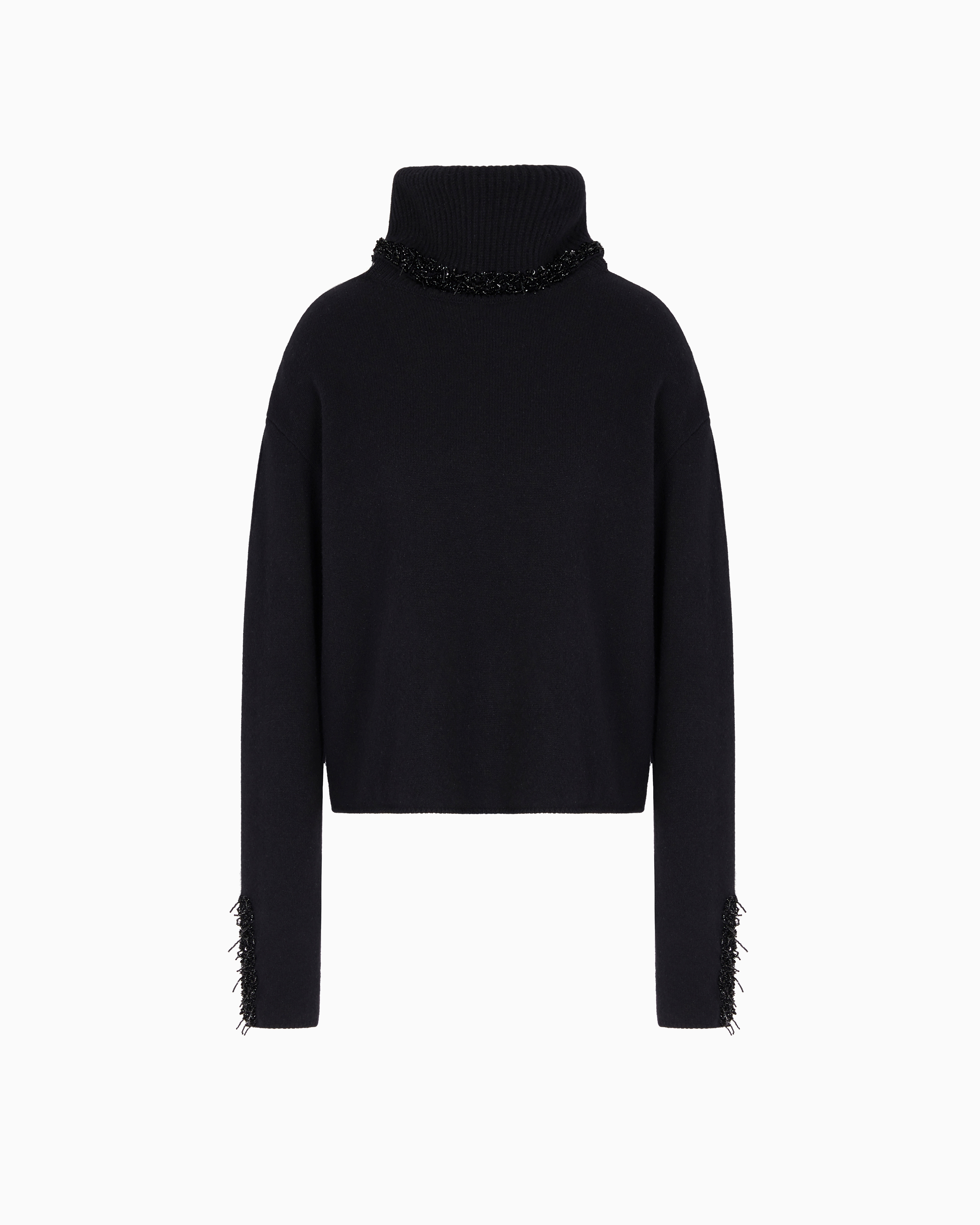 Giorgio Armani Mock-neck Jumper In Cashmere And Wool With Embroidery