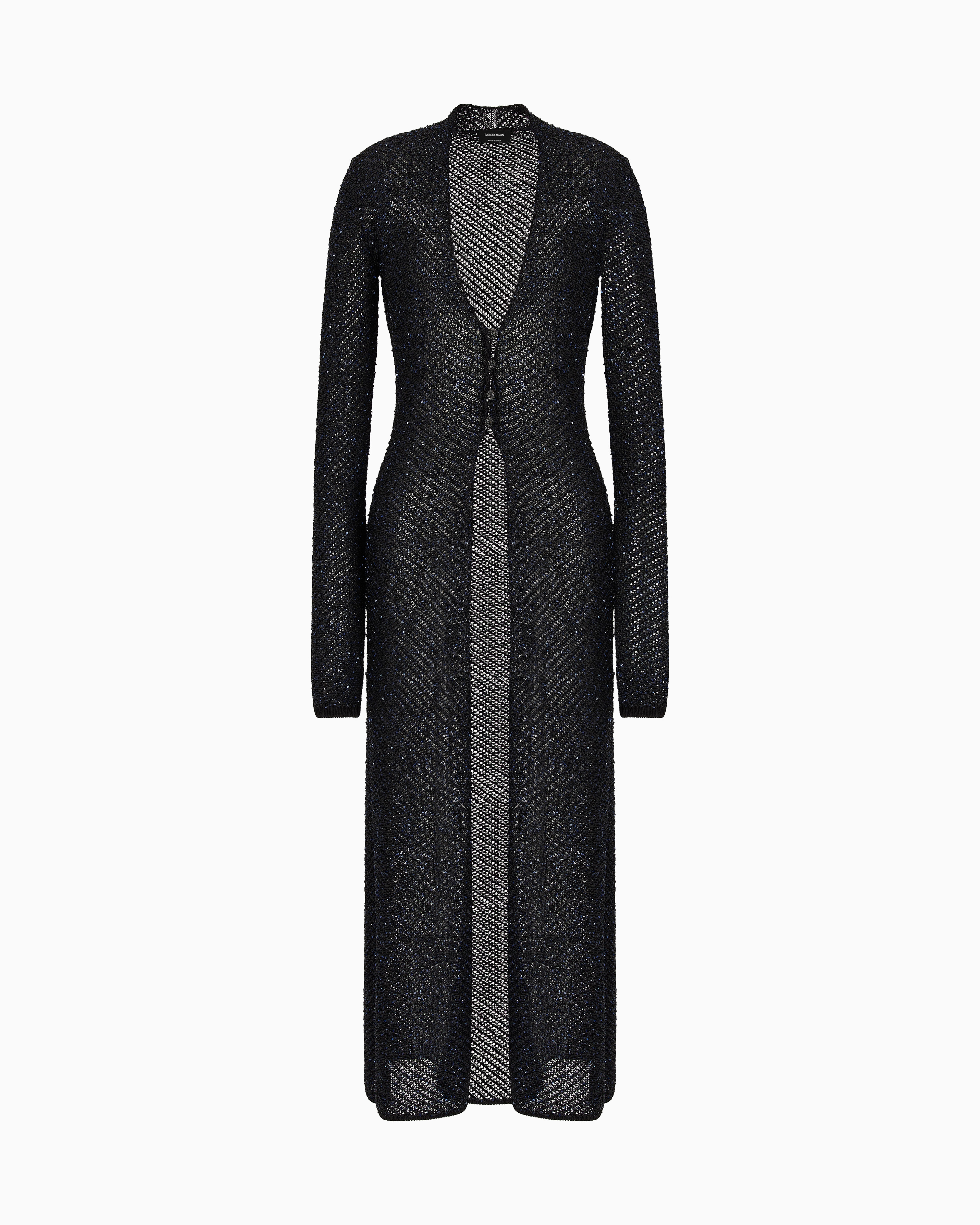 Giorgio Armani Long Cardigan In A Metallic Viscose Blend