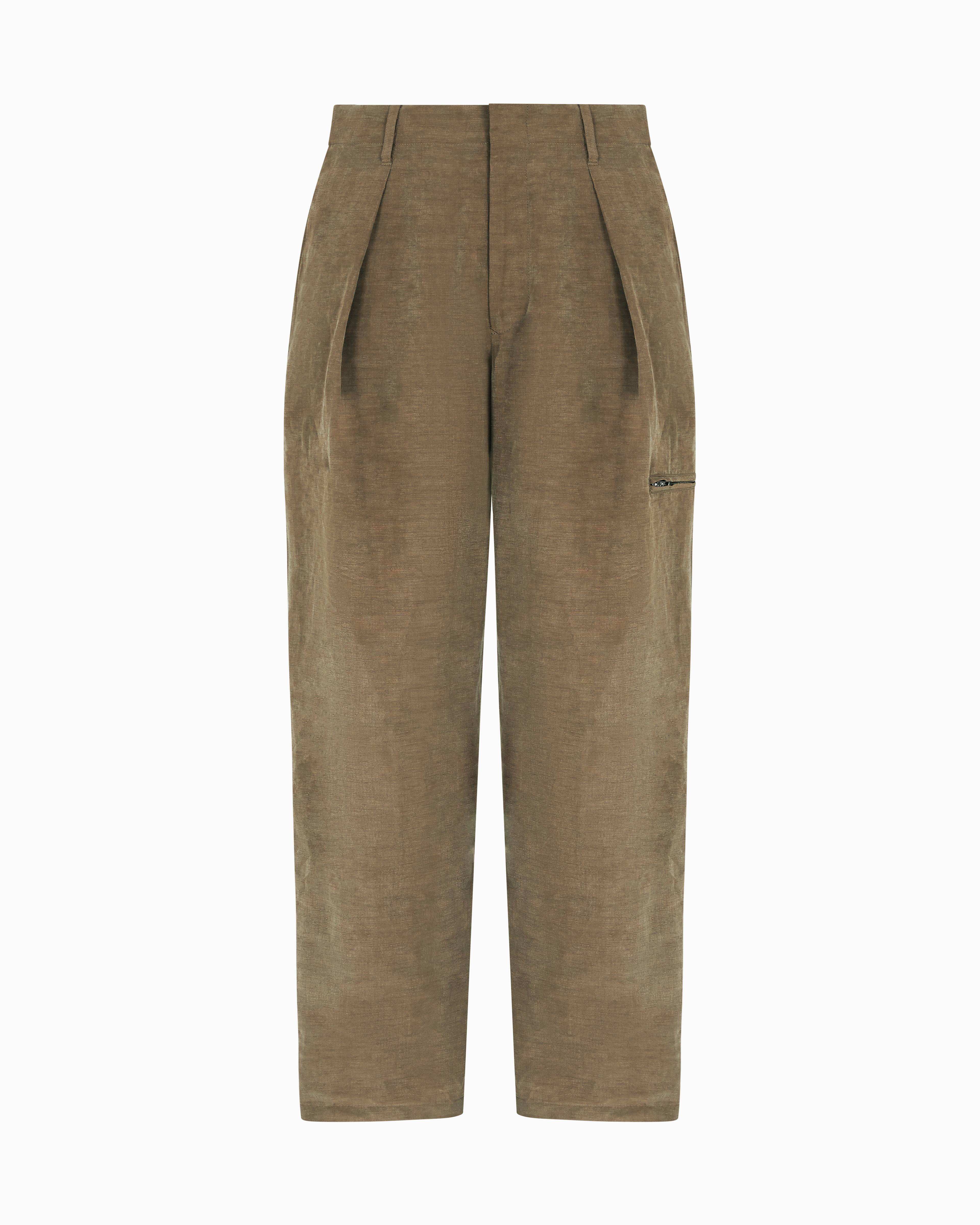 Giorgio Armani Single-pleat Trousers In Linen And Lyocell