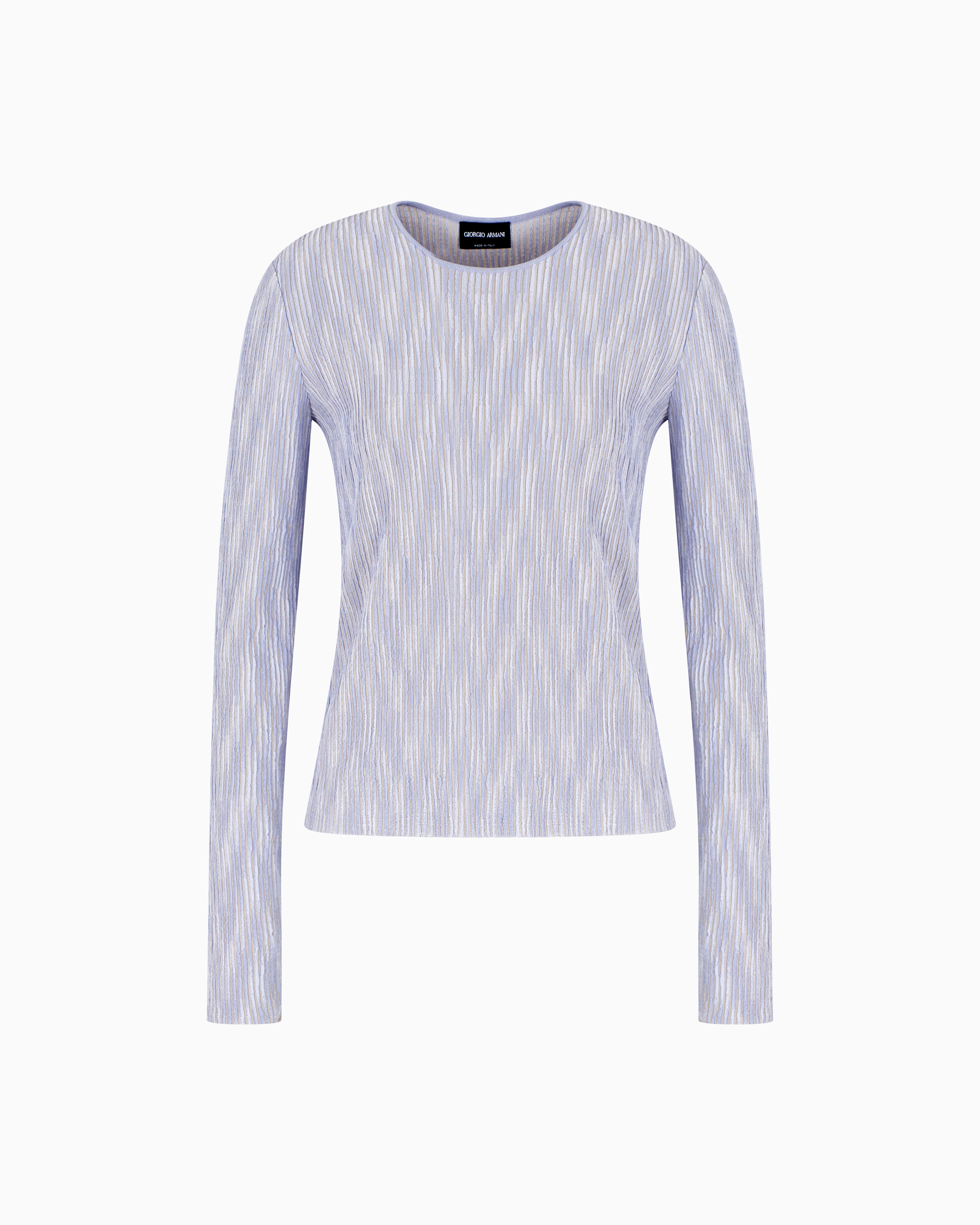 Giorgio Armani Cupro And Viscose Blend Crew-neck Jumper In Blue