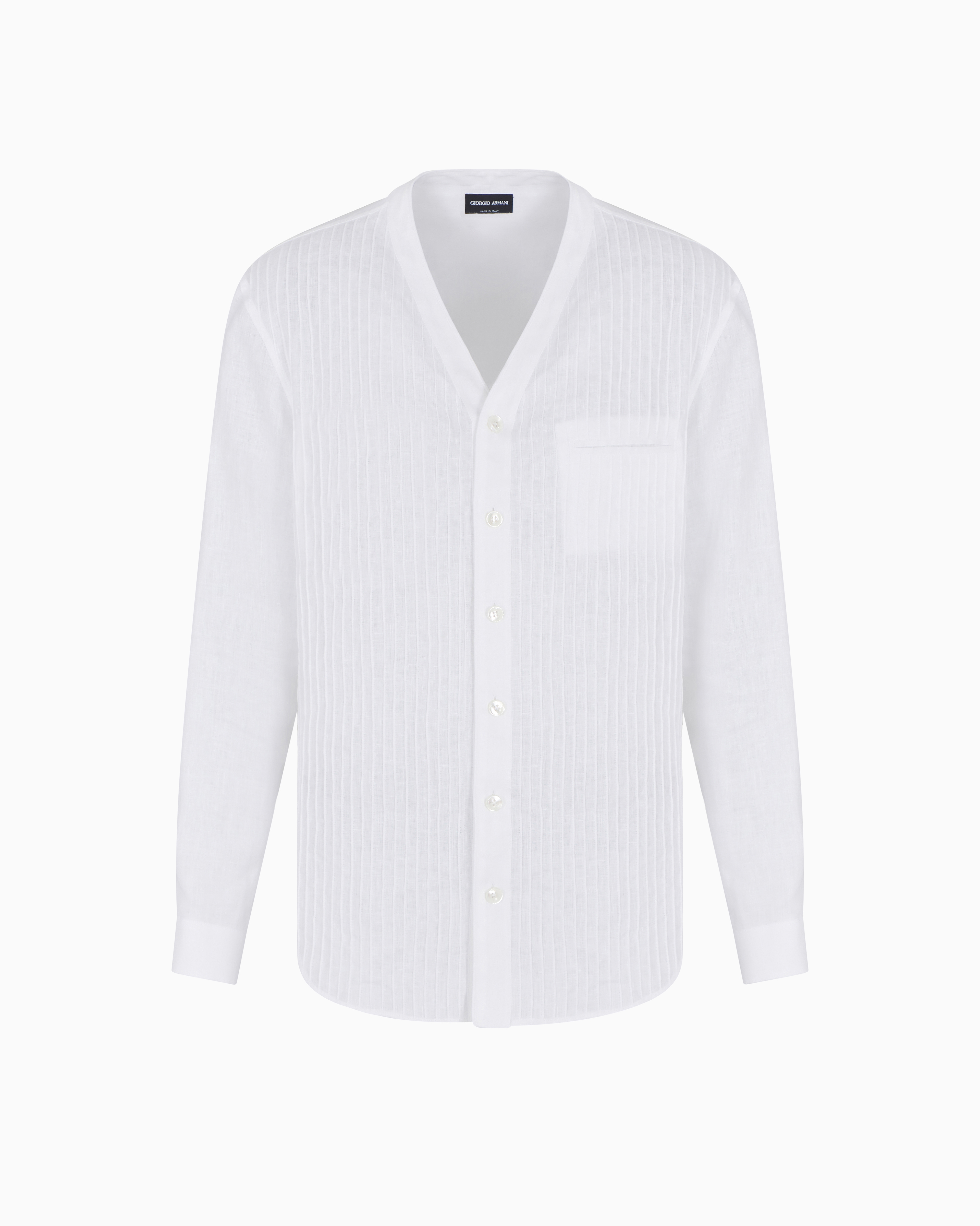 Giorgio Armani Regular-fit Linen Shirt With Front Ribs