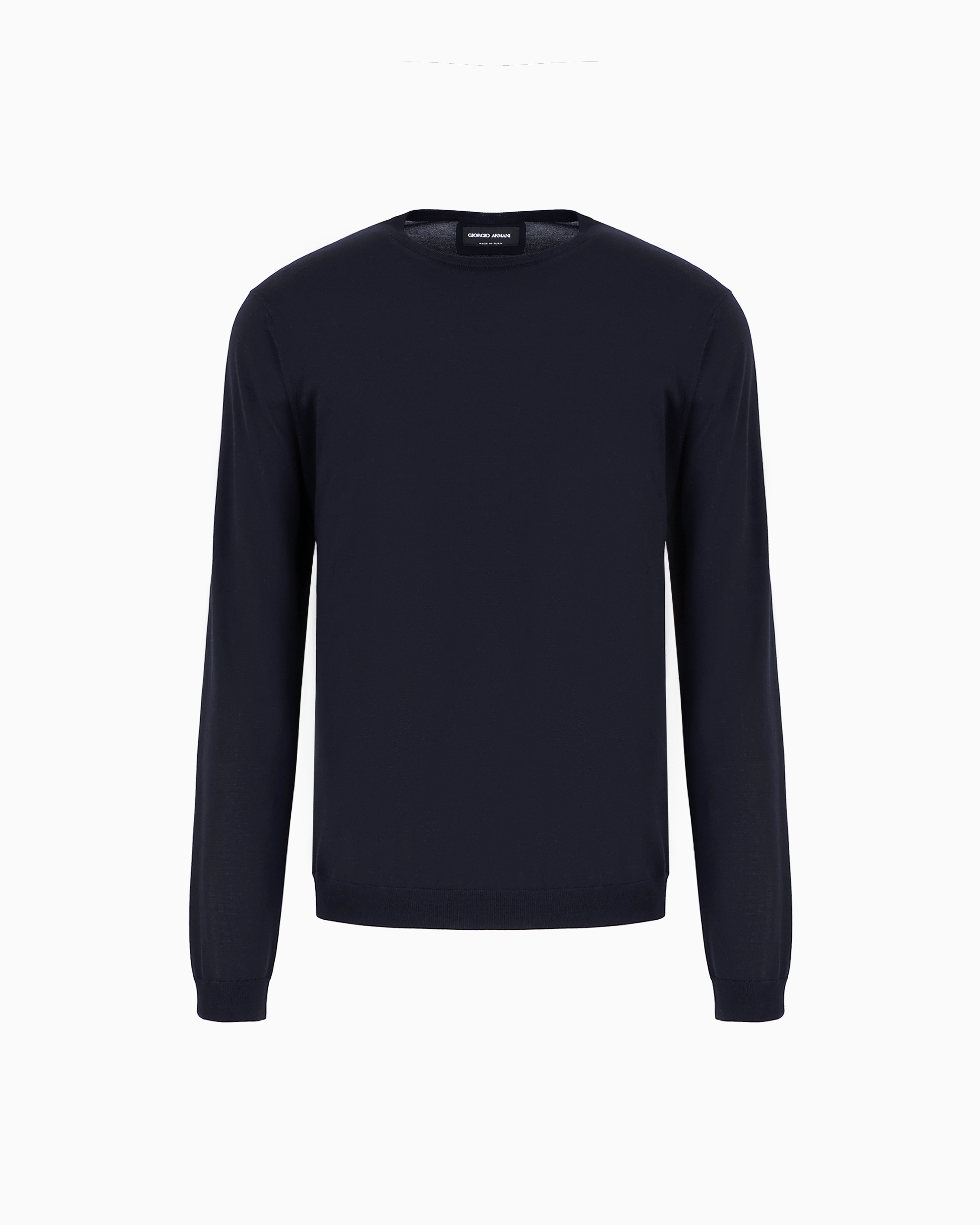 アルマーニ　クルーネック　ダークグレー セーター サイズL 長袖クルーネックセーター シルク／コットン | Giorgio Armani