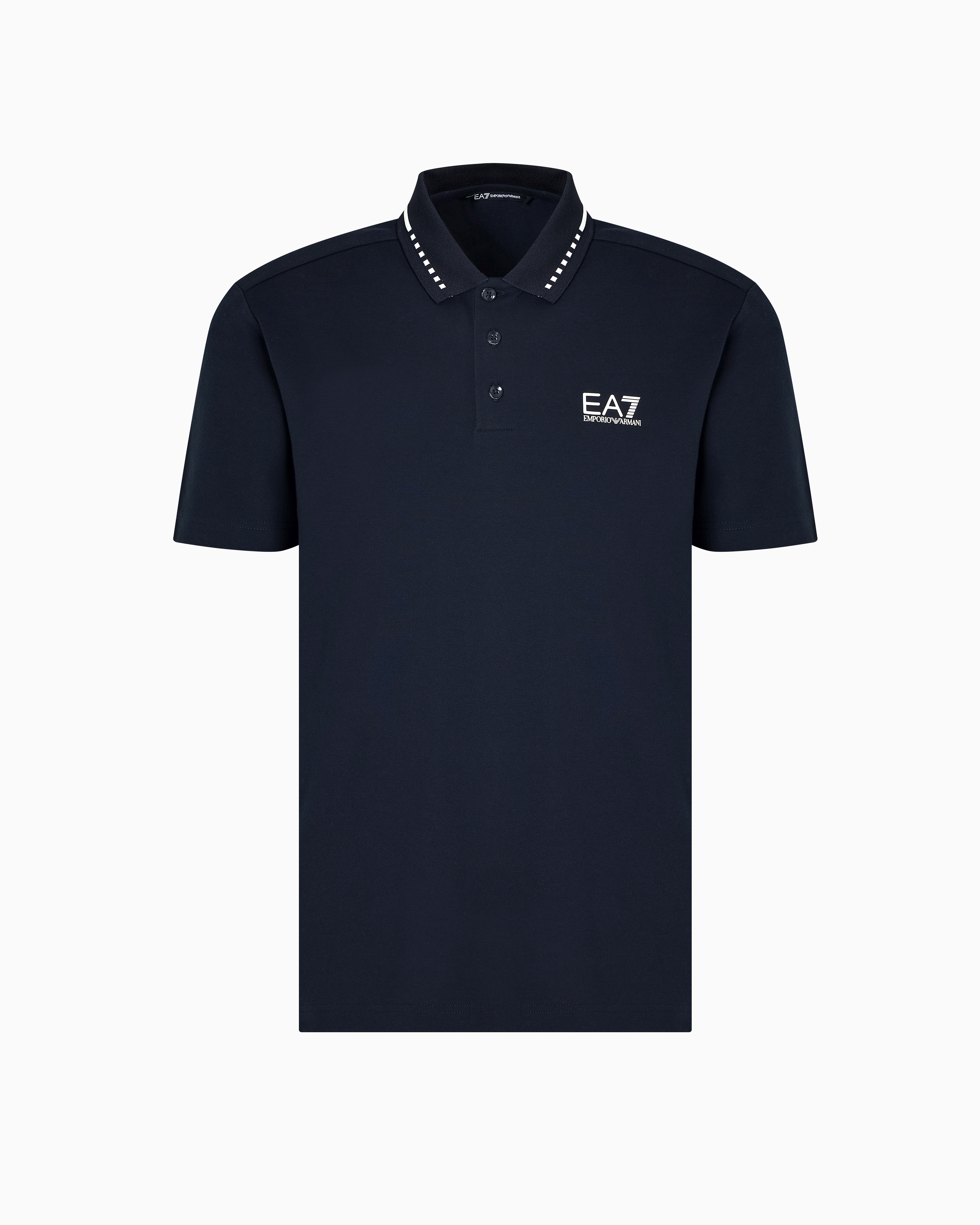 Ea7 Navy Blue Tennis Club Stretch Cotton Piqué Polo Shirt Medium