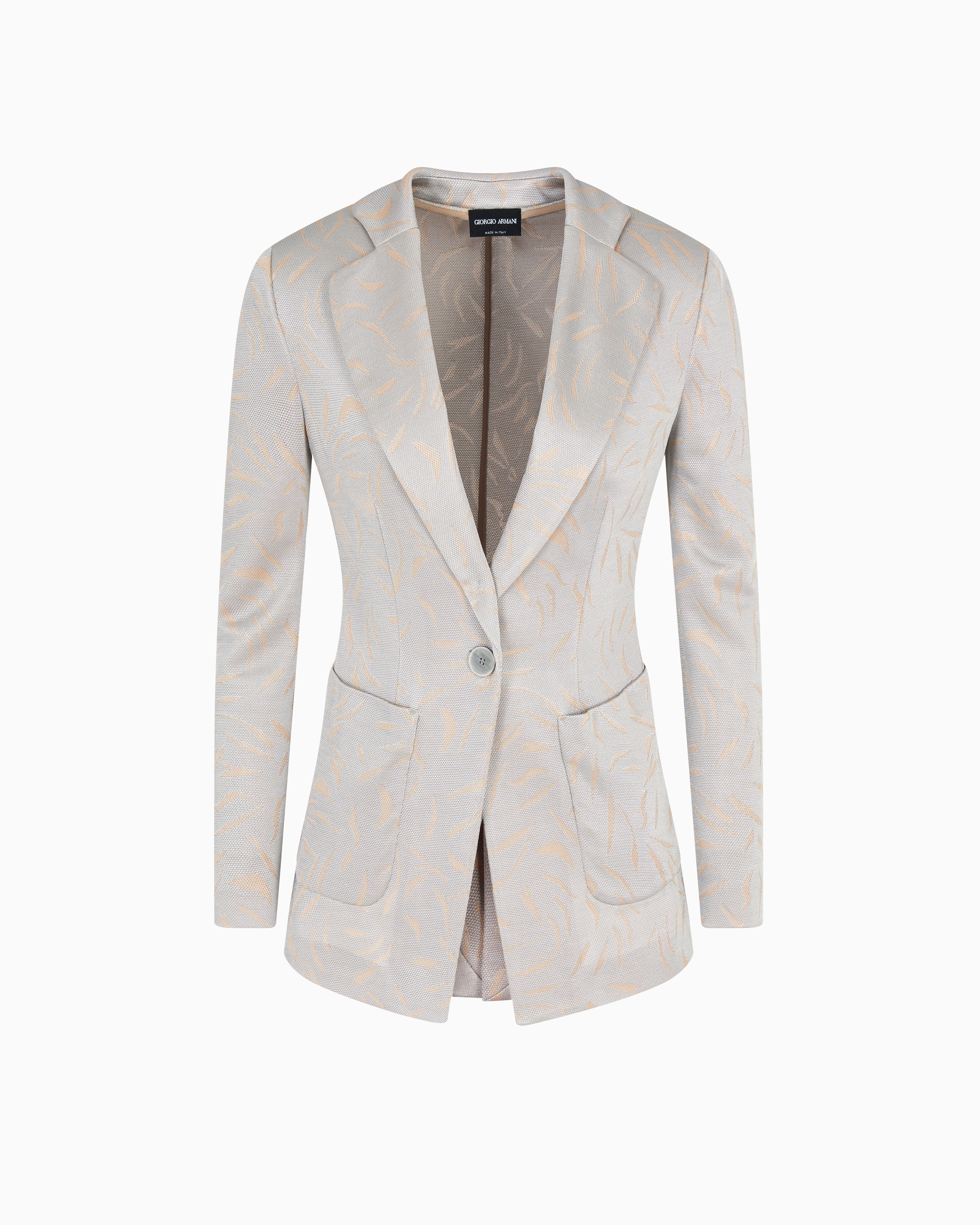 Single-breasted jacket in two-tone jacquard viscose jersey