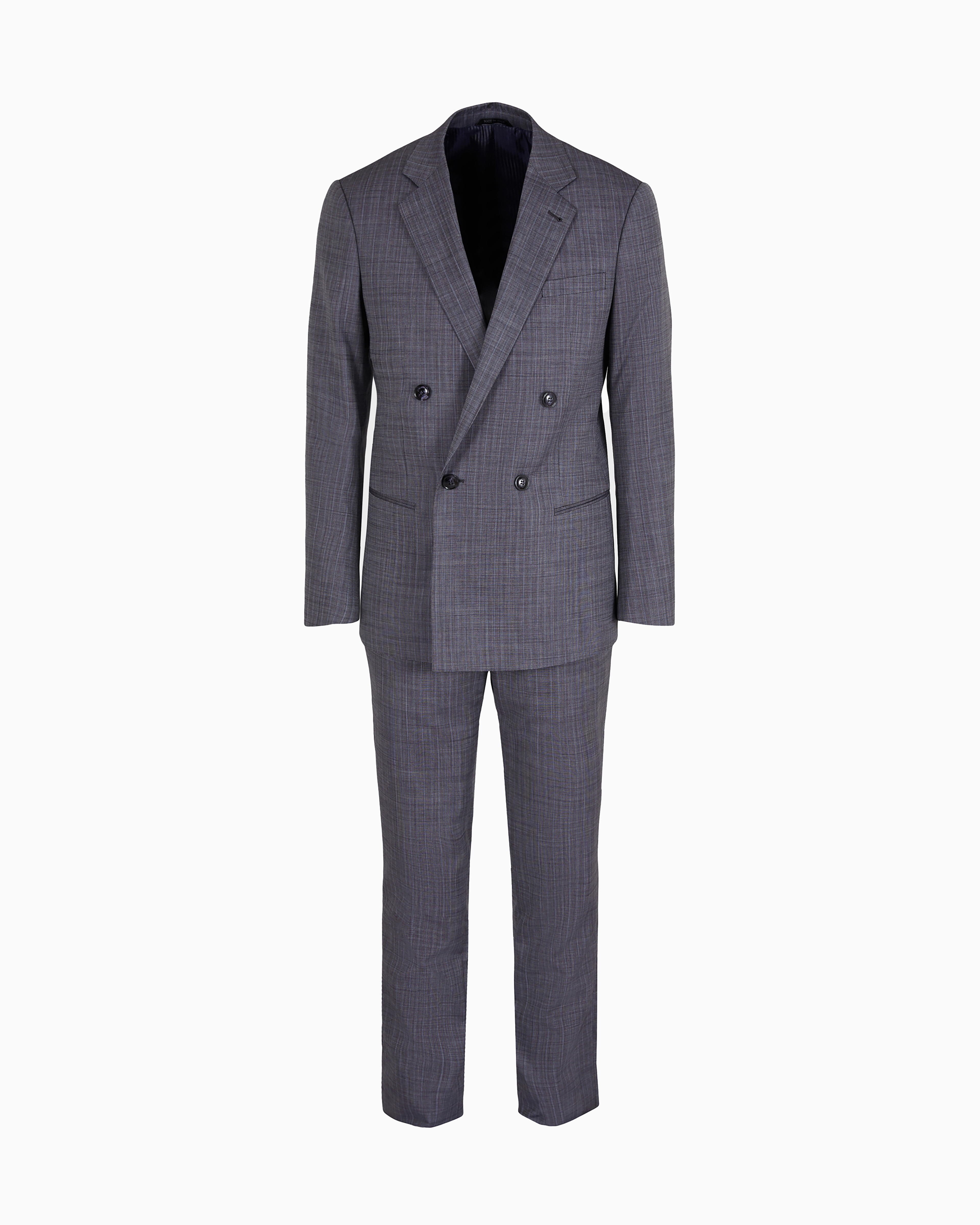 Giorgio Armani Blue Soho Line Double-Breasted Check Suit In Virgin Wool 48_R