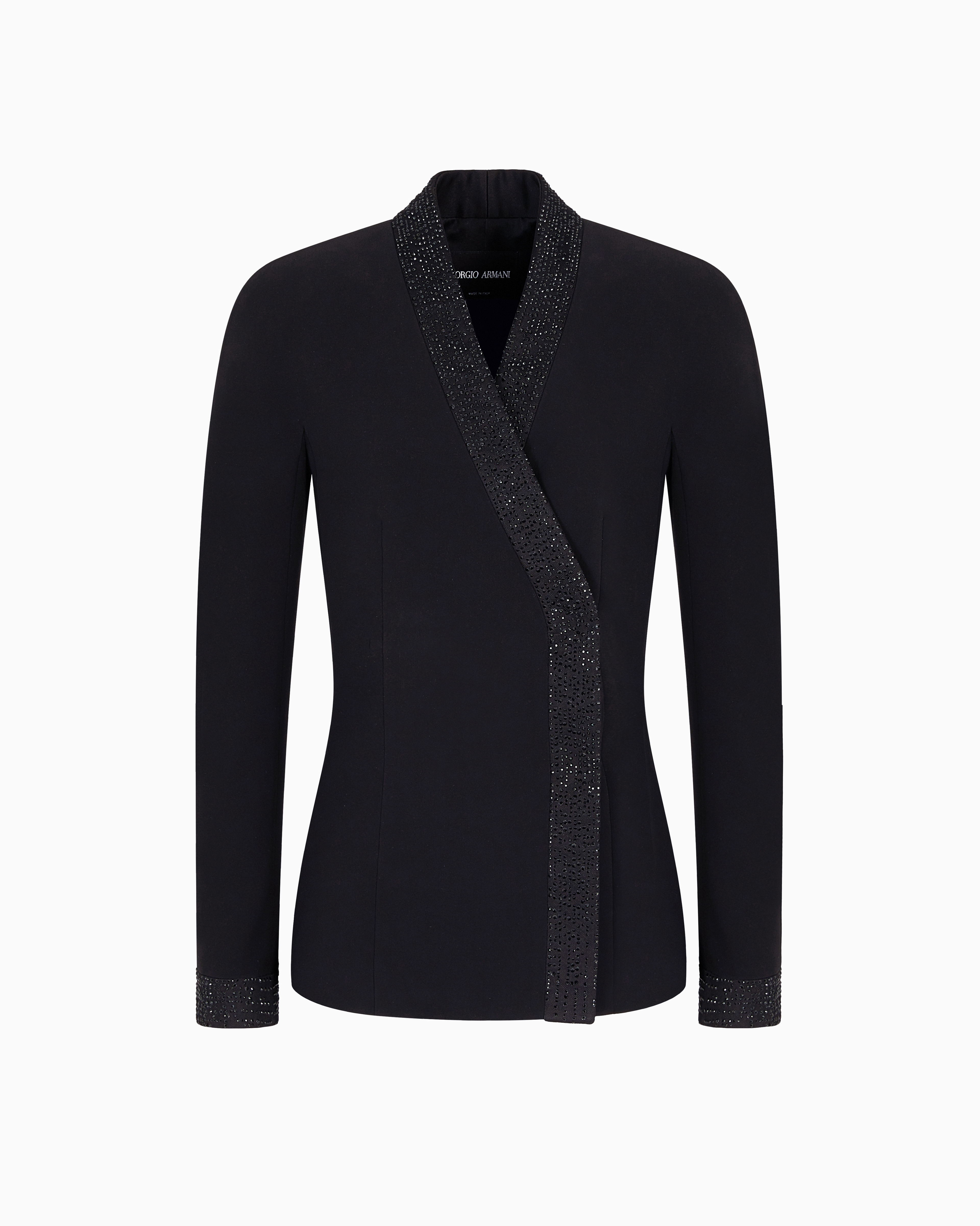 Giorgio Armani Single-breasted Jacket In Silk Cady With Applied Crystals