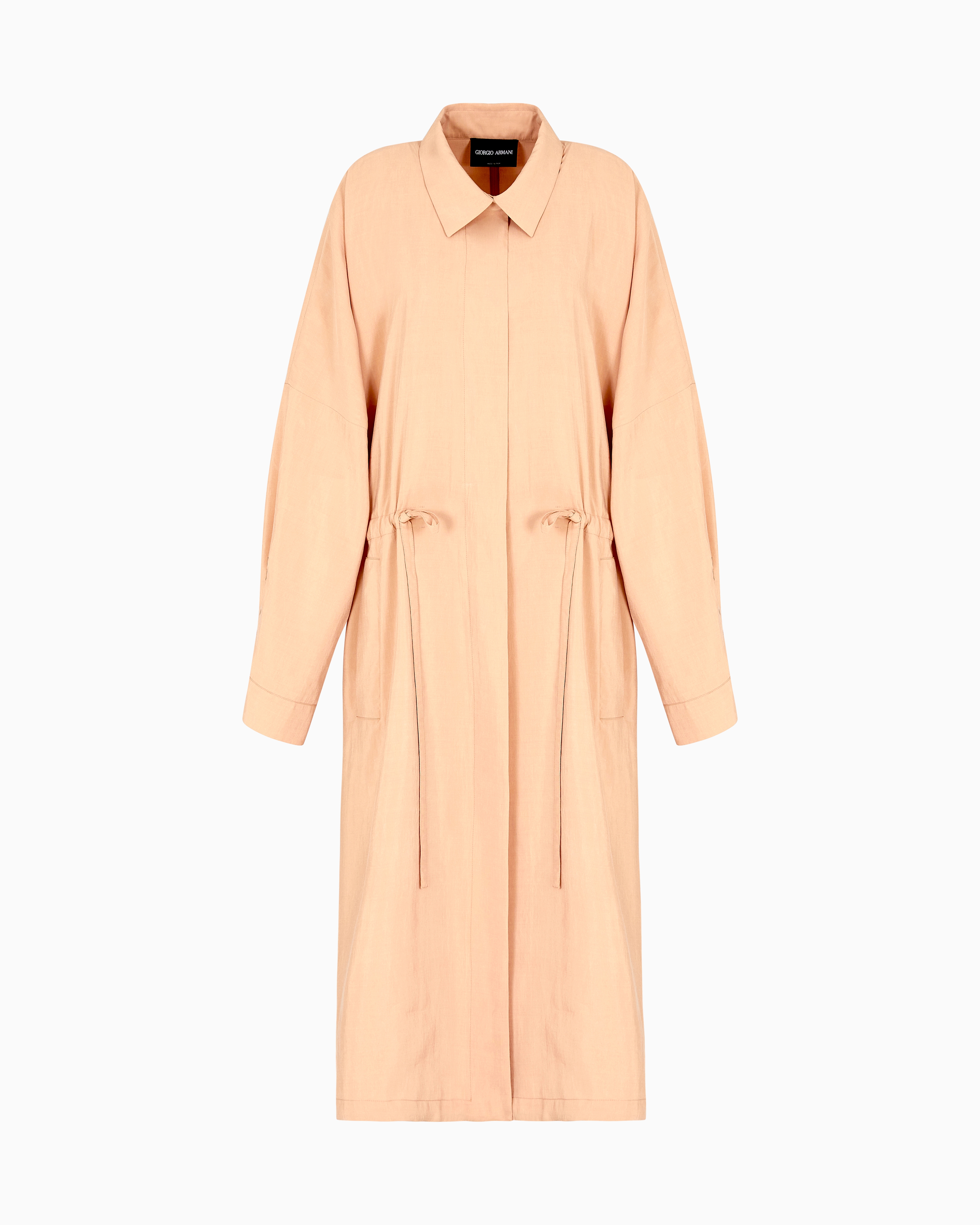 Giorgio Armani Long Overcoat In Washed Technical Silk