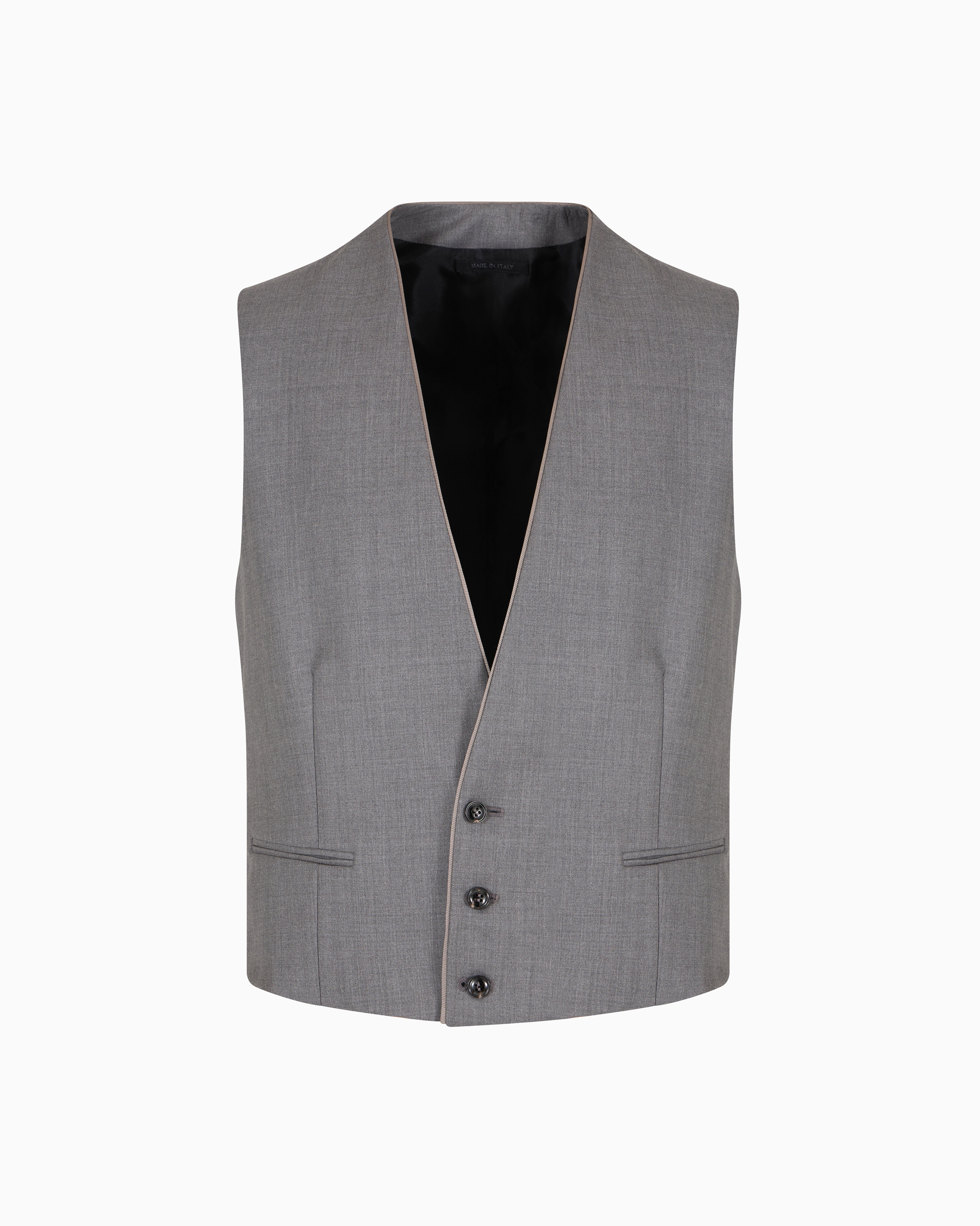 Giorgio Armani Grey Single-Breasted Waistcoat In Virgin Wool And Cashmere 48_R