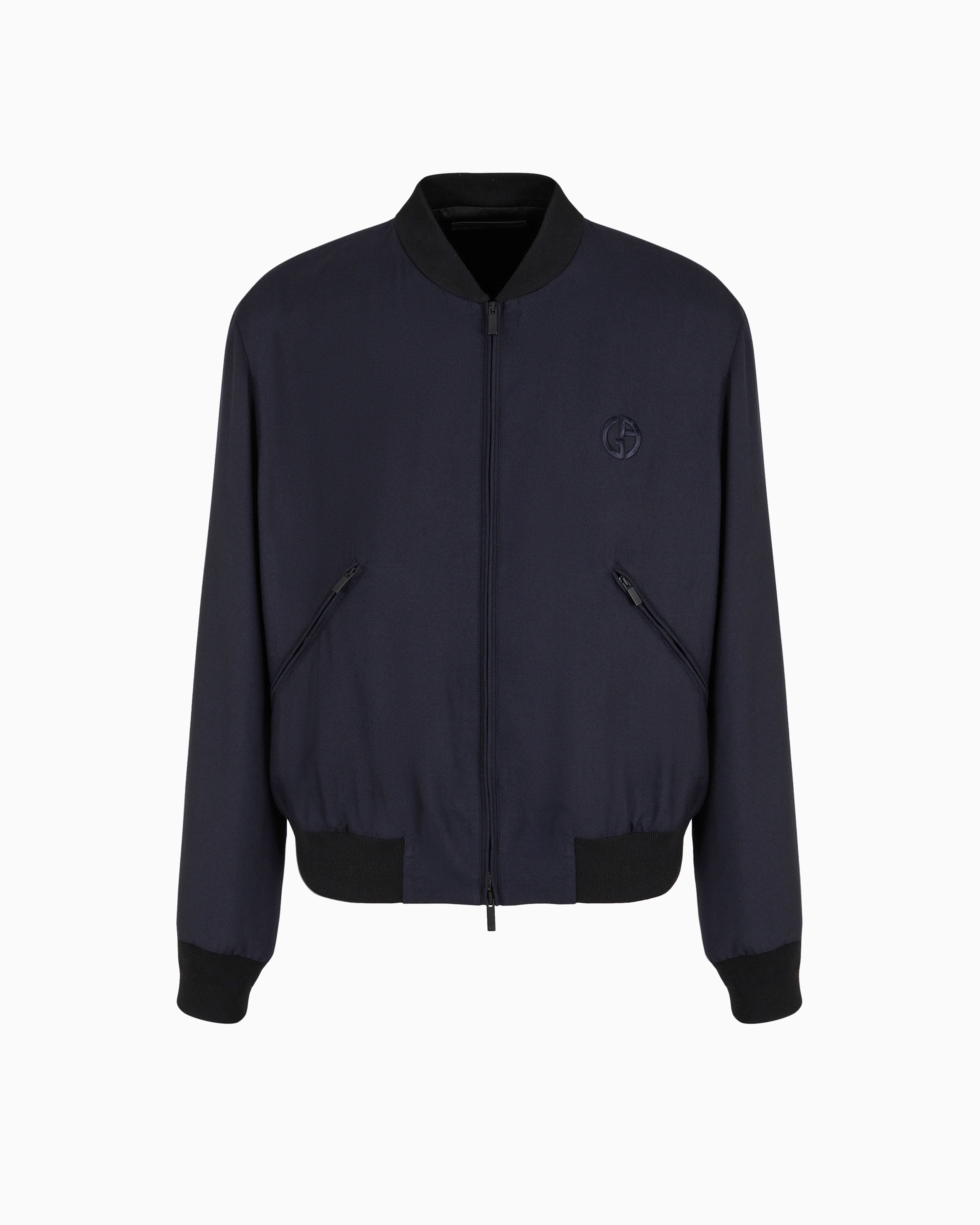 Giorgio Armani Navy_blue Asv Cashmere And Silk Canvas Blouson 48_R