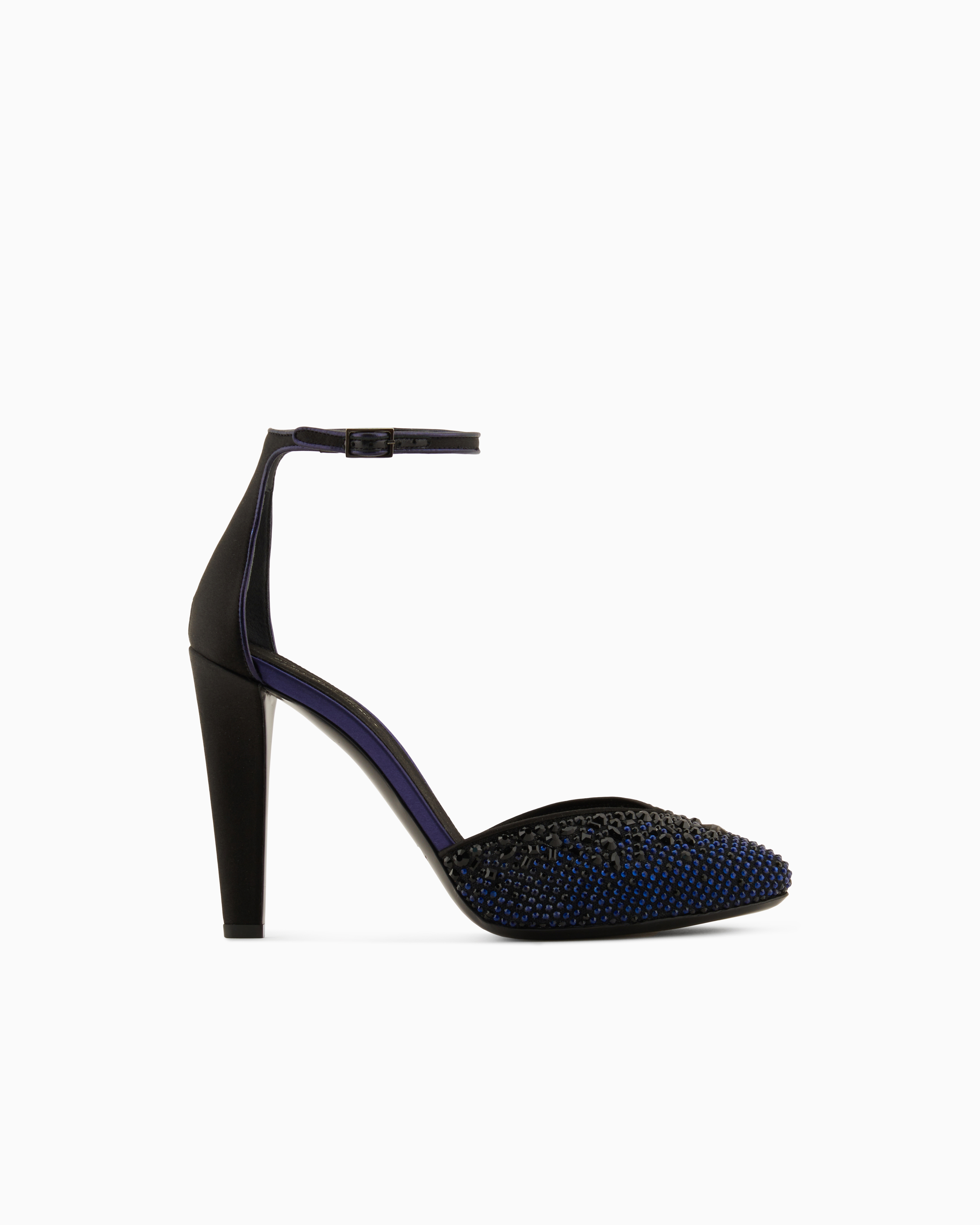 Giorgio Armani Satin, Mesh And Rhinestone Court Shoes With Strap