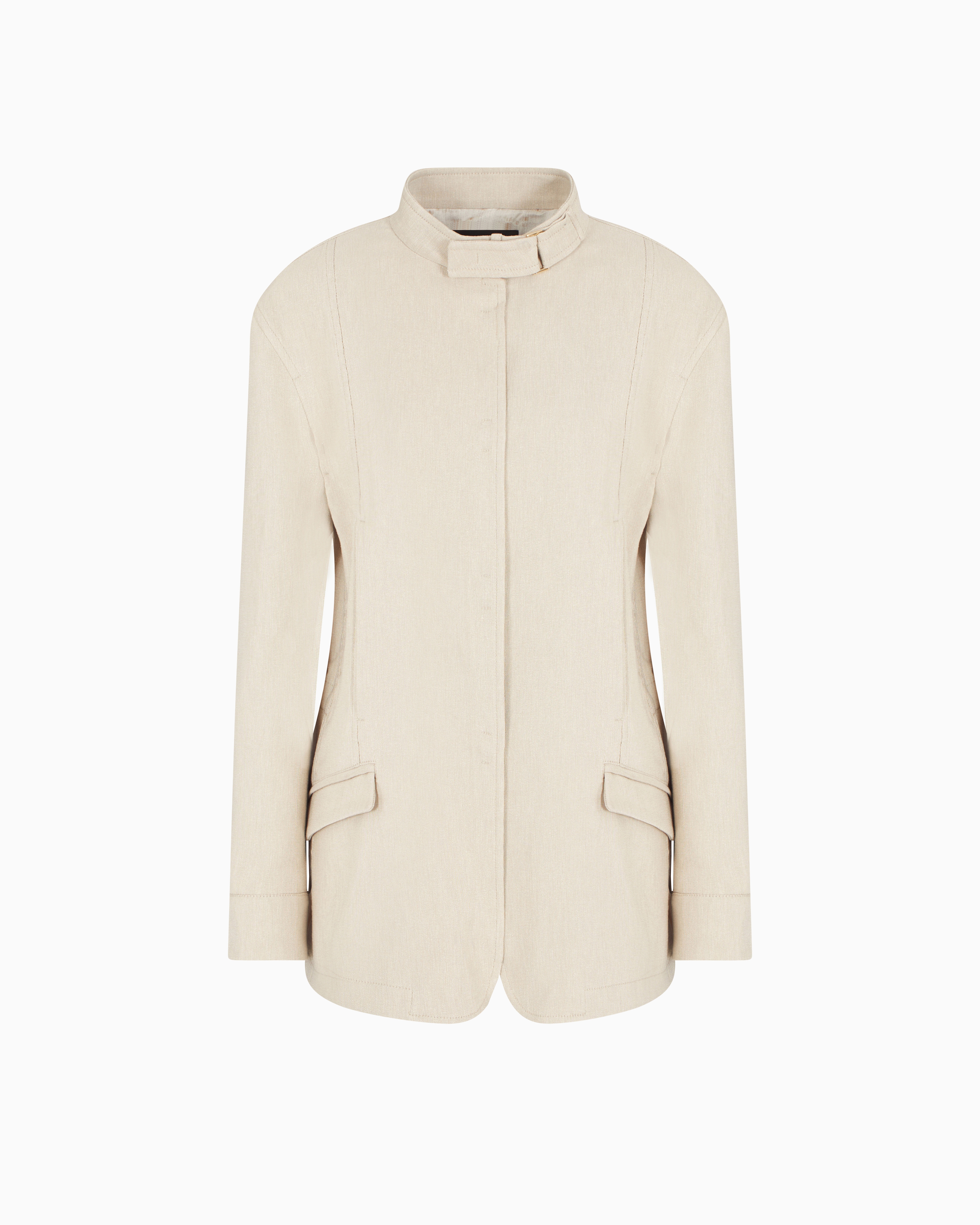 Giorgio Armani Single-breasted Jacket In A Canneté Cotton And Viscose