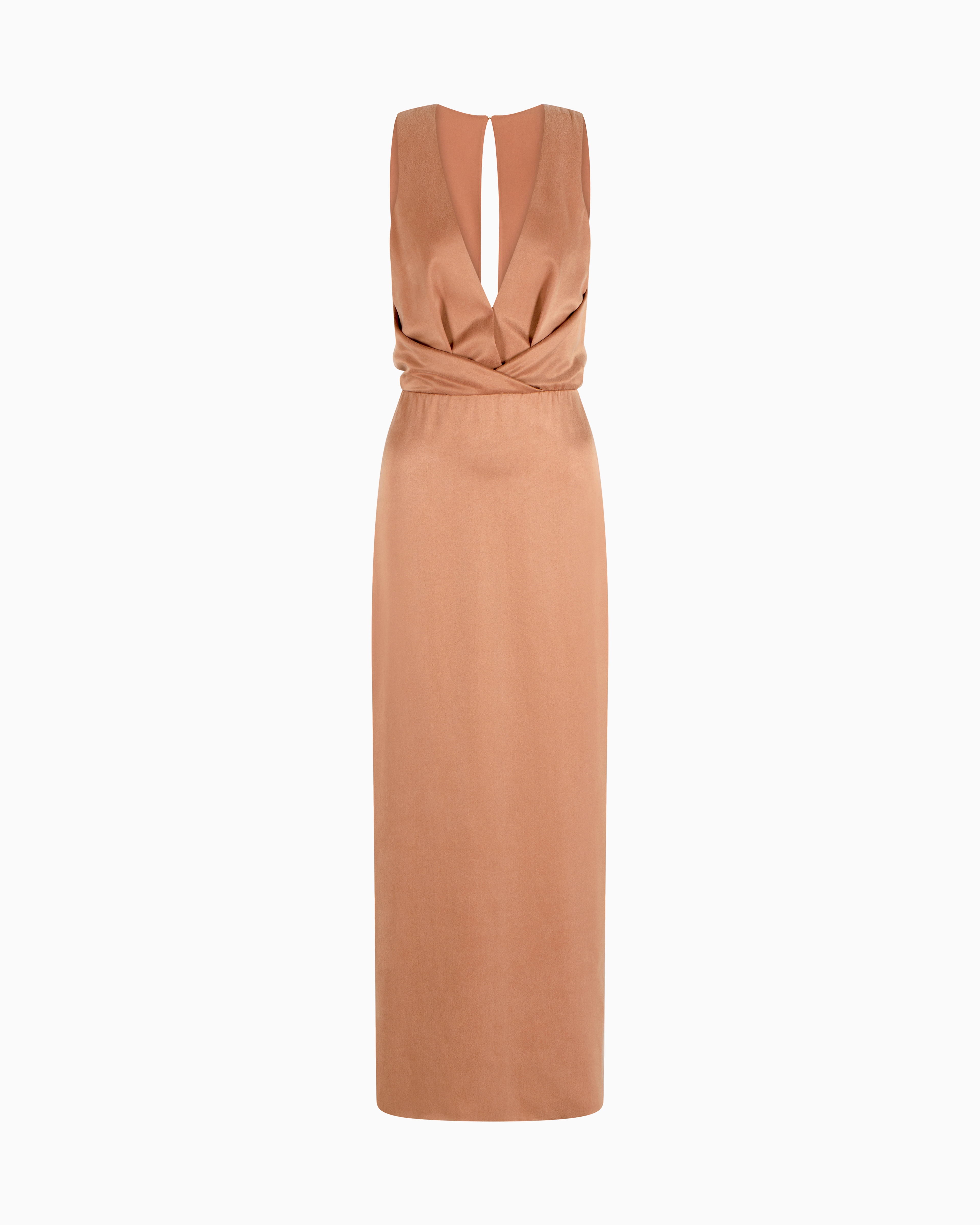 Giorgio Armani Long Dress In Washed Silk And Viscose