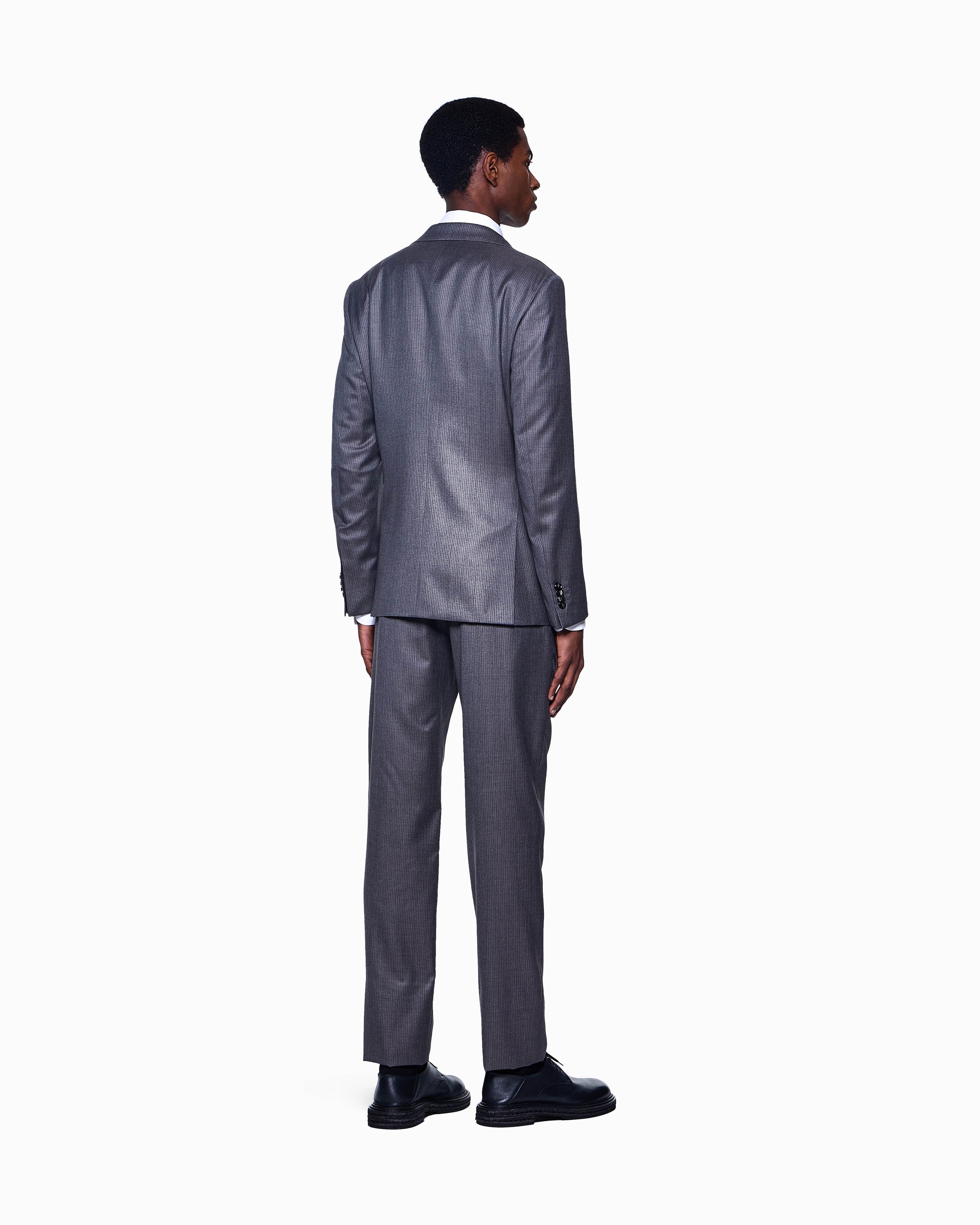 Giorgio Armani Single-breasted Soho Line Suit In Mélange Micro-pinstriped Virgin Wool