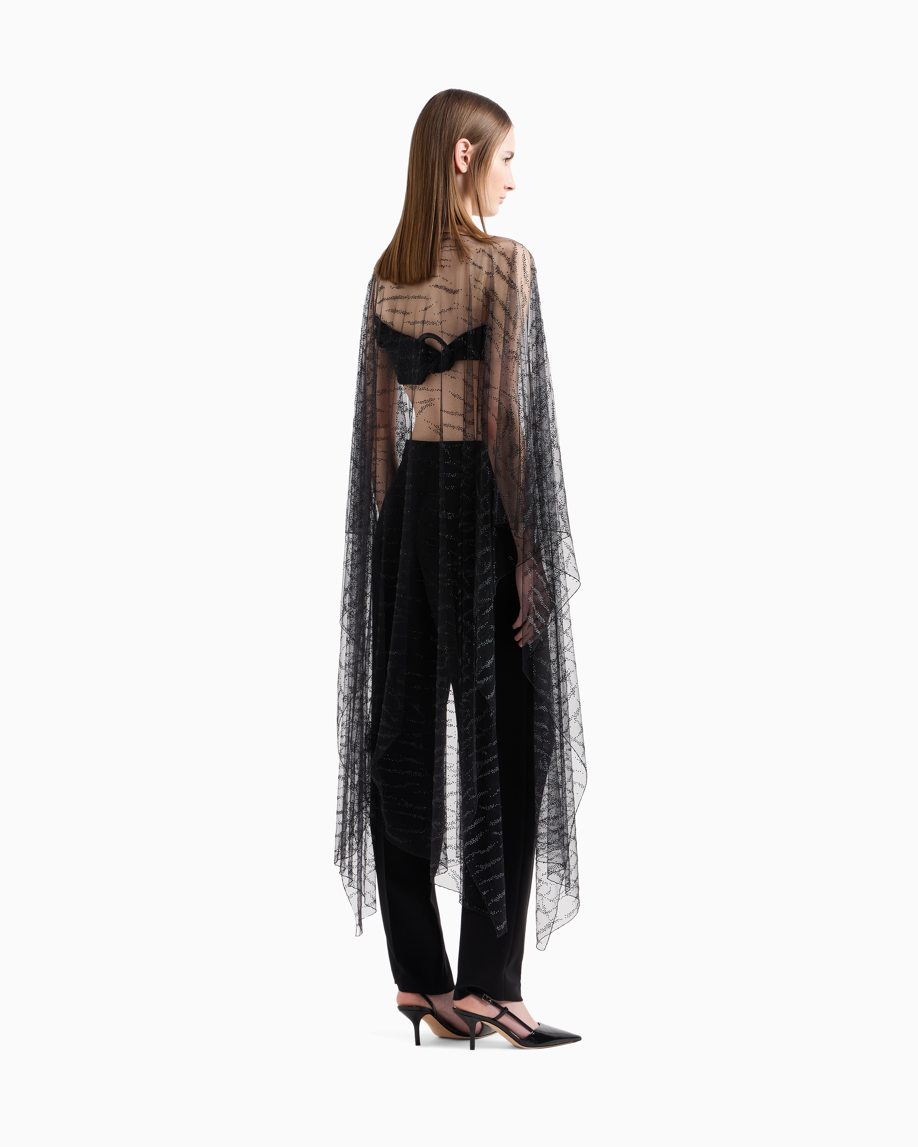 Giorgio Armani Embroidered Tulle Cape