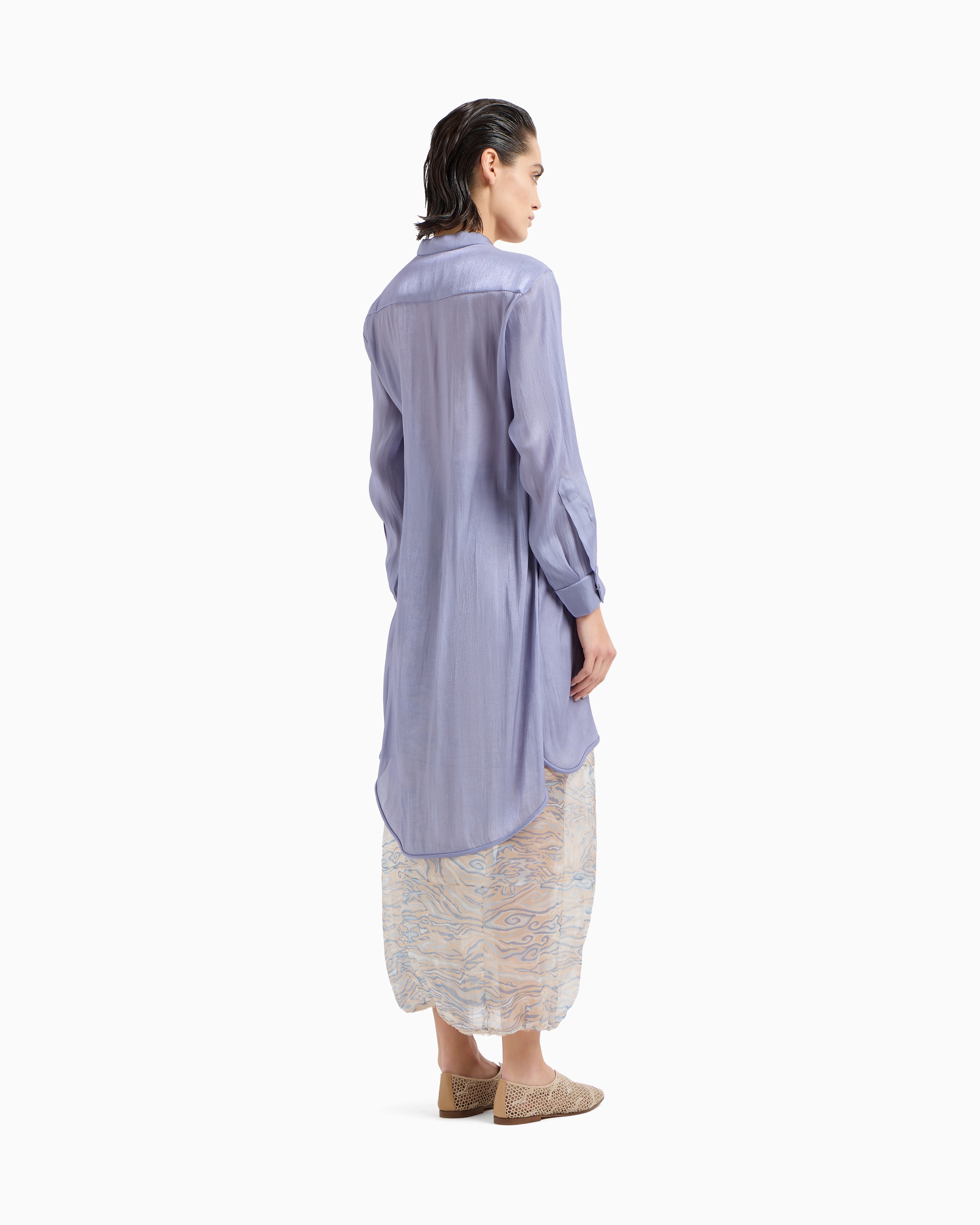 Giorgio Armani Long Shirt In Shiny Fabric