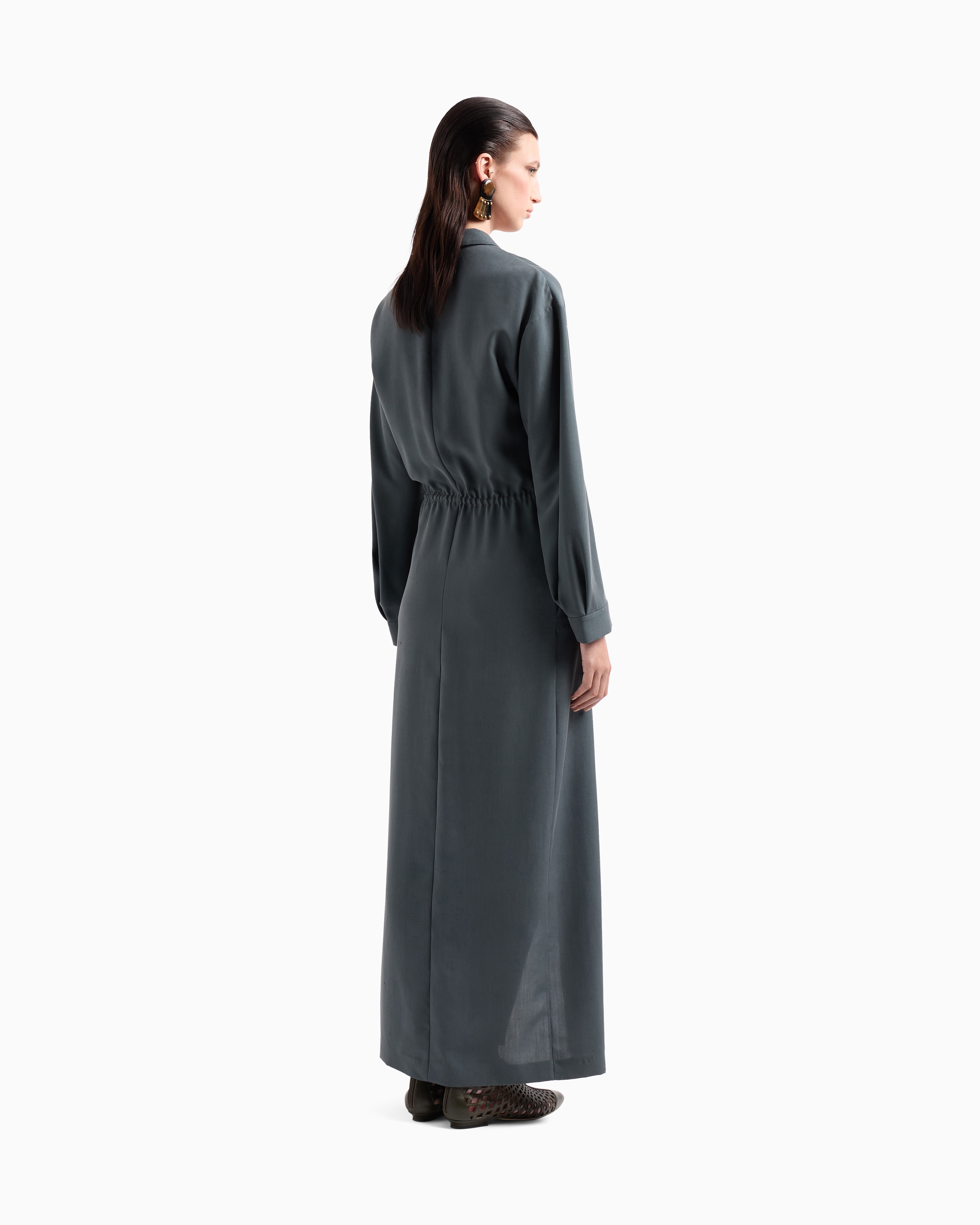 Giorgio Armani Long Dress In Washed Silk Shantung