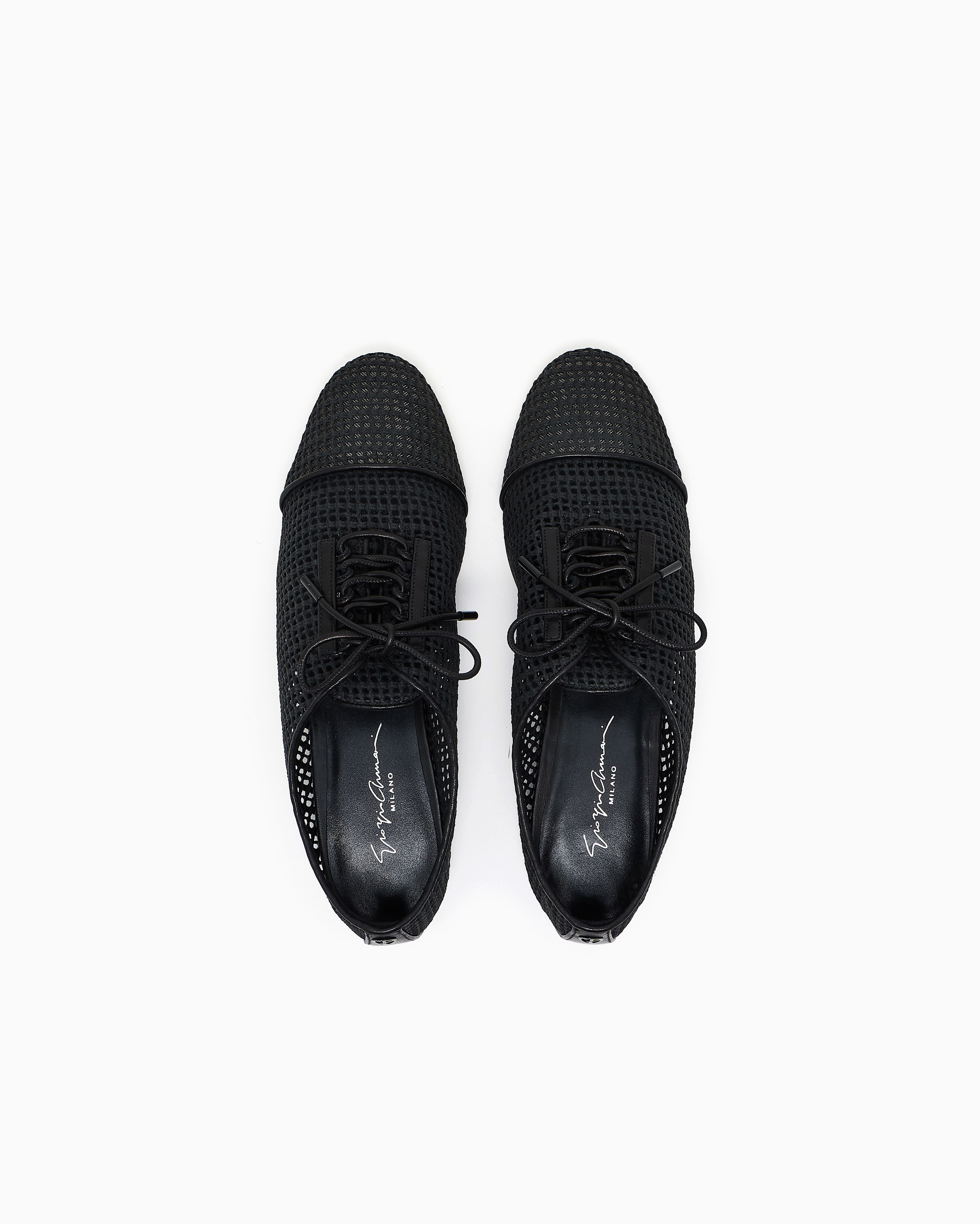 Giorgio Armani Mesh And Nappa Leather Lace-ups In Black