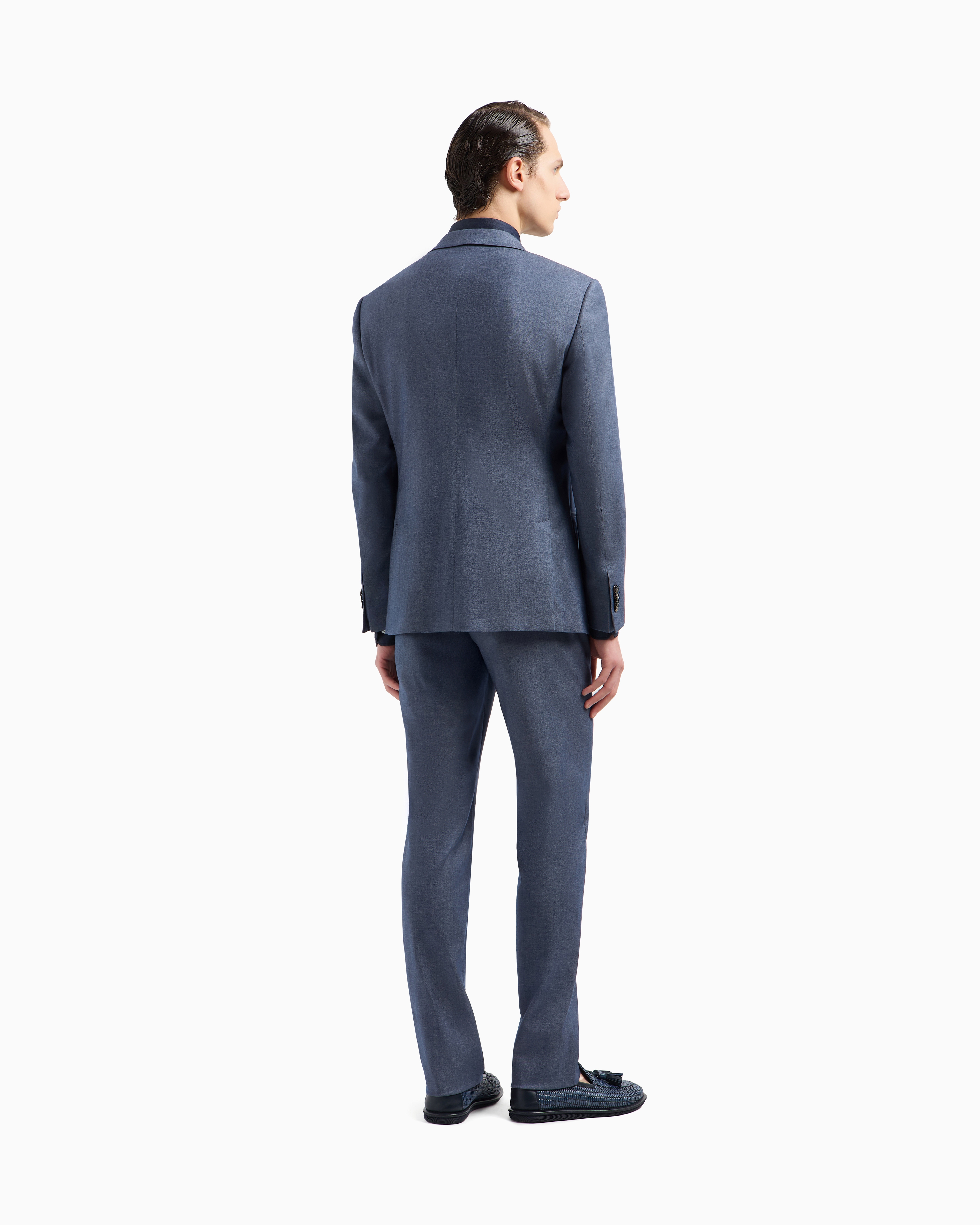 Giorgio Armani Soho Line Double-breasted Denim-effect Cashmere And Stretch Cotton Suit