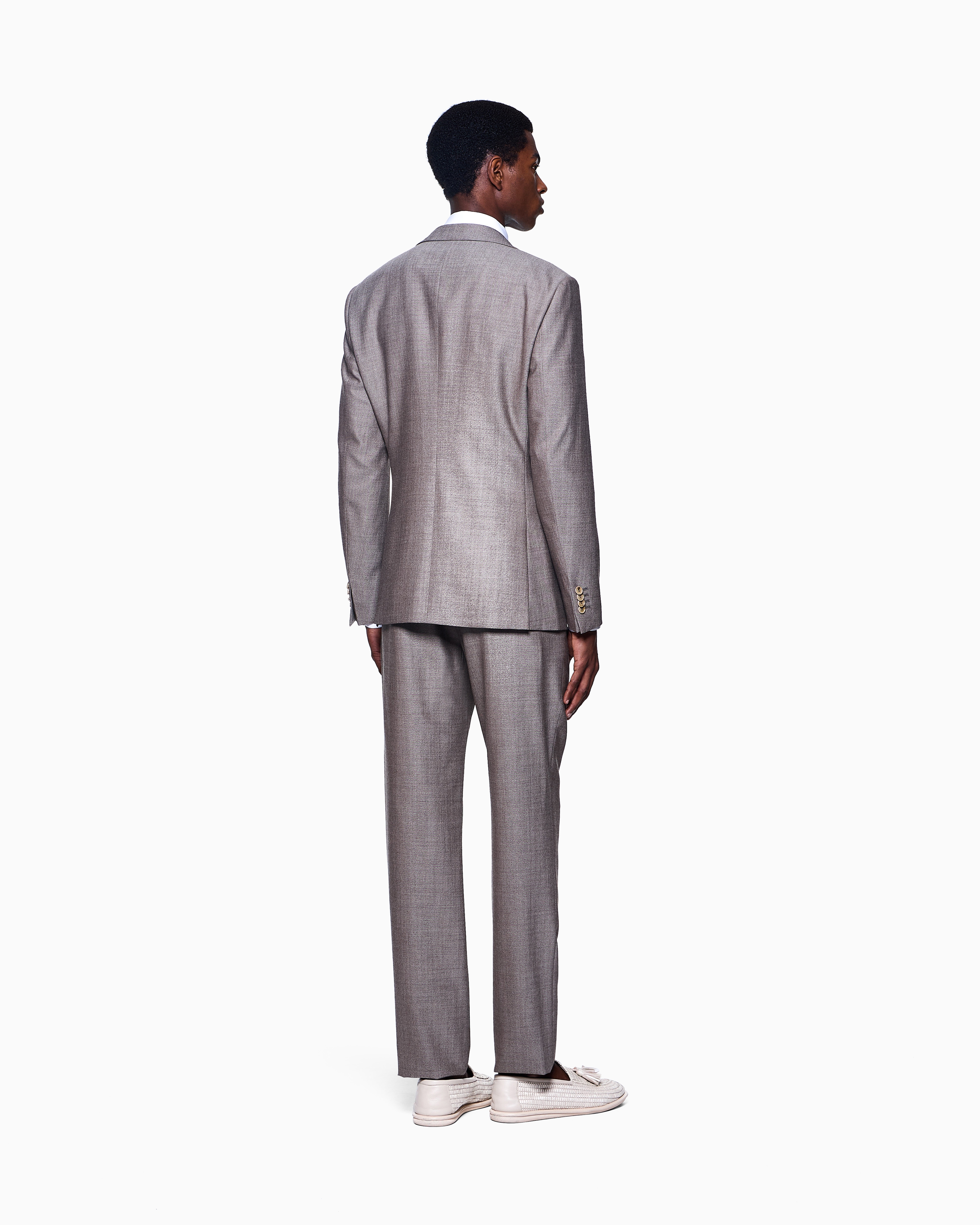 Giorgio Armani Single-breasted Soho Line Suit In Two-tone Armure Wool