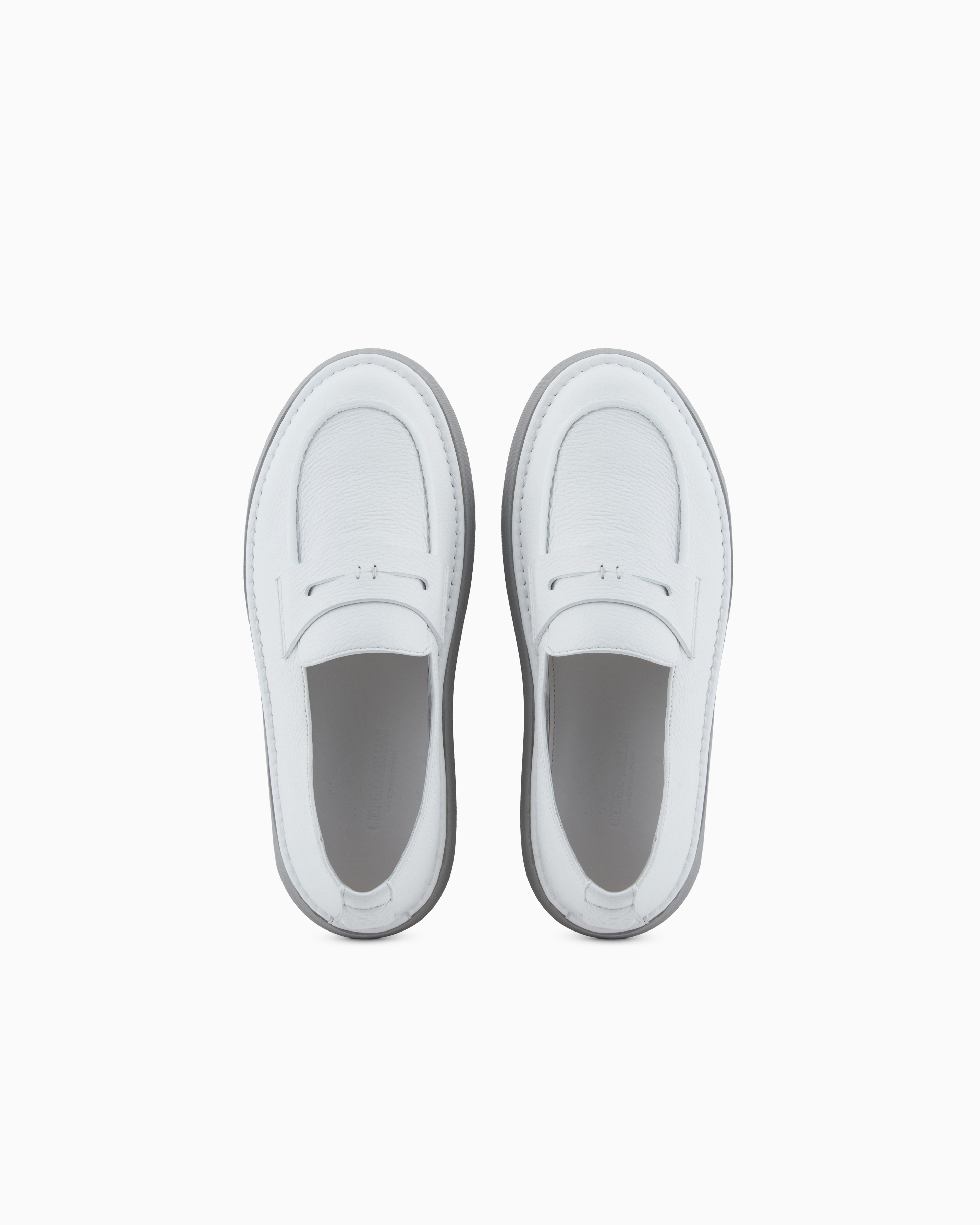 Giorgio Armani Deerskin Loafers In White