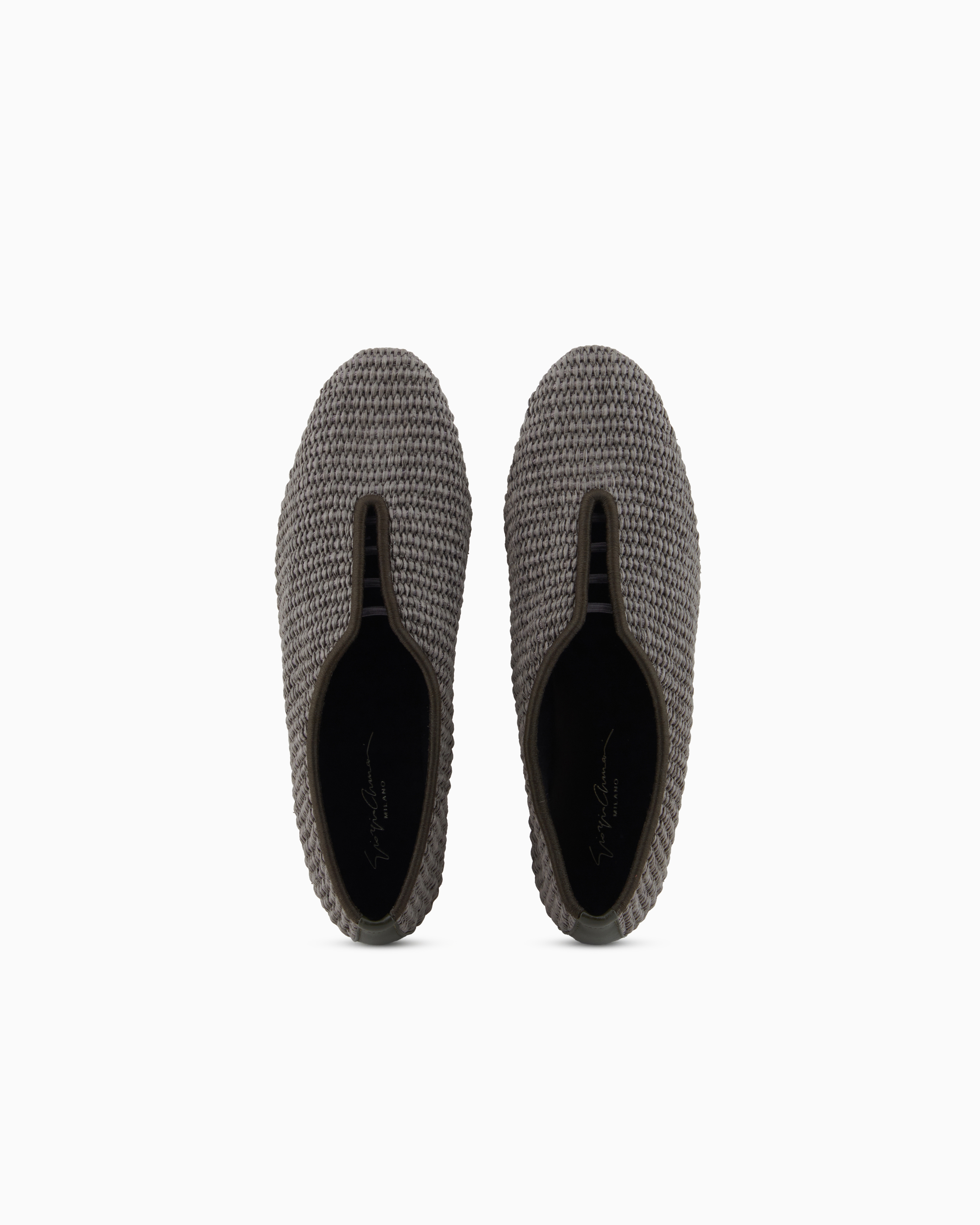 Giorgio Armani Raffia Loafers In Grey