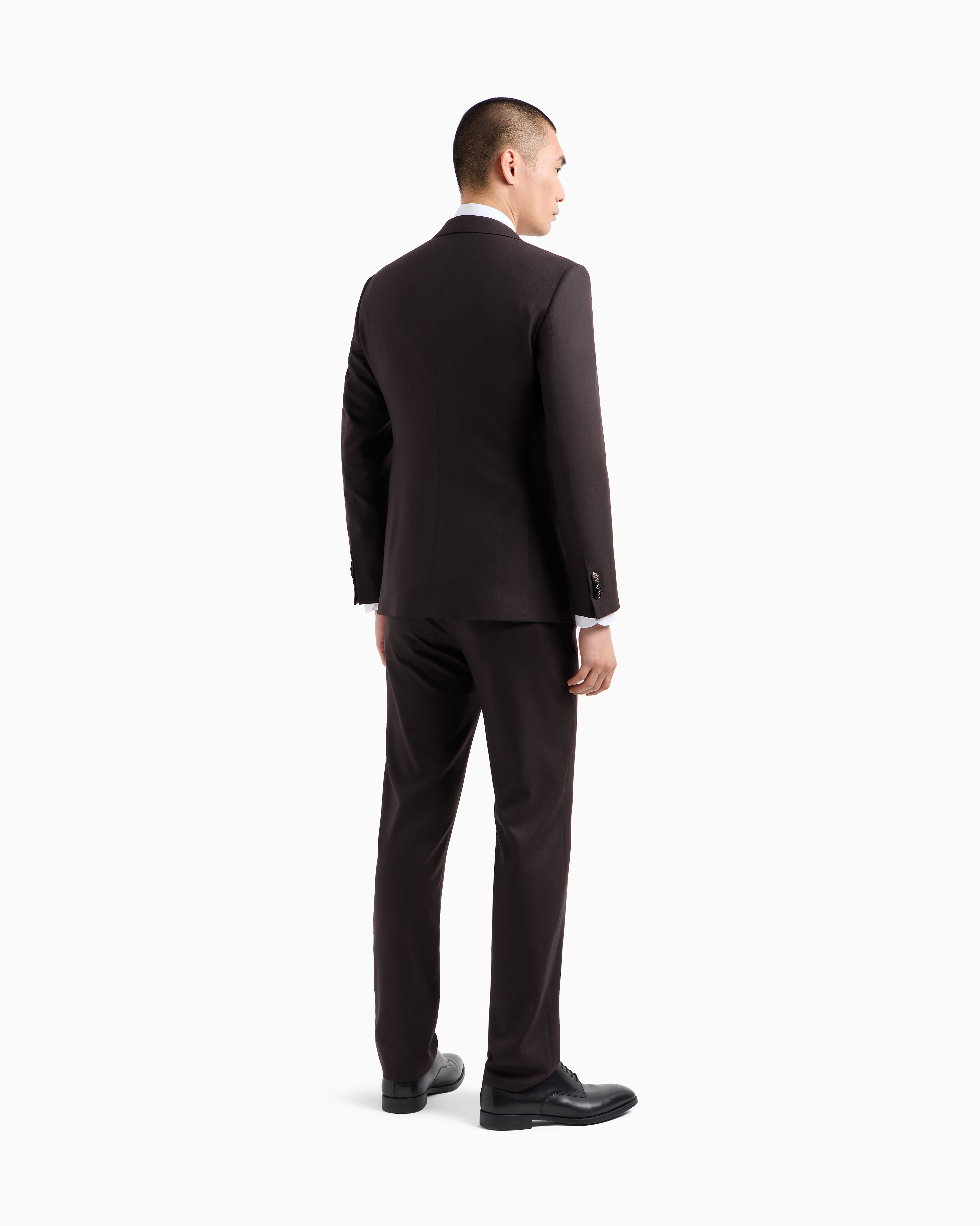 Giorgio Armani Single-breasted Soho Line Suit In Virgin Wool Cloth In Brown