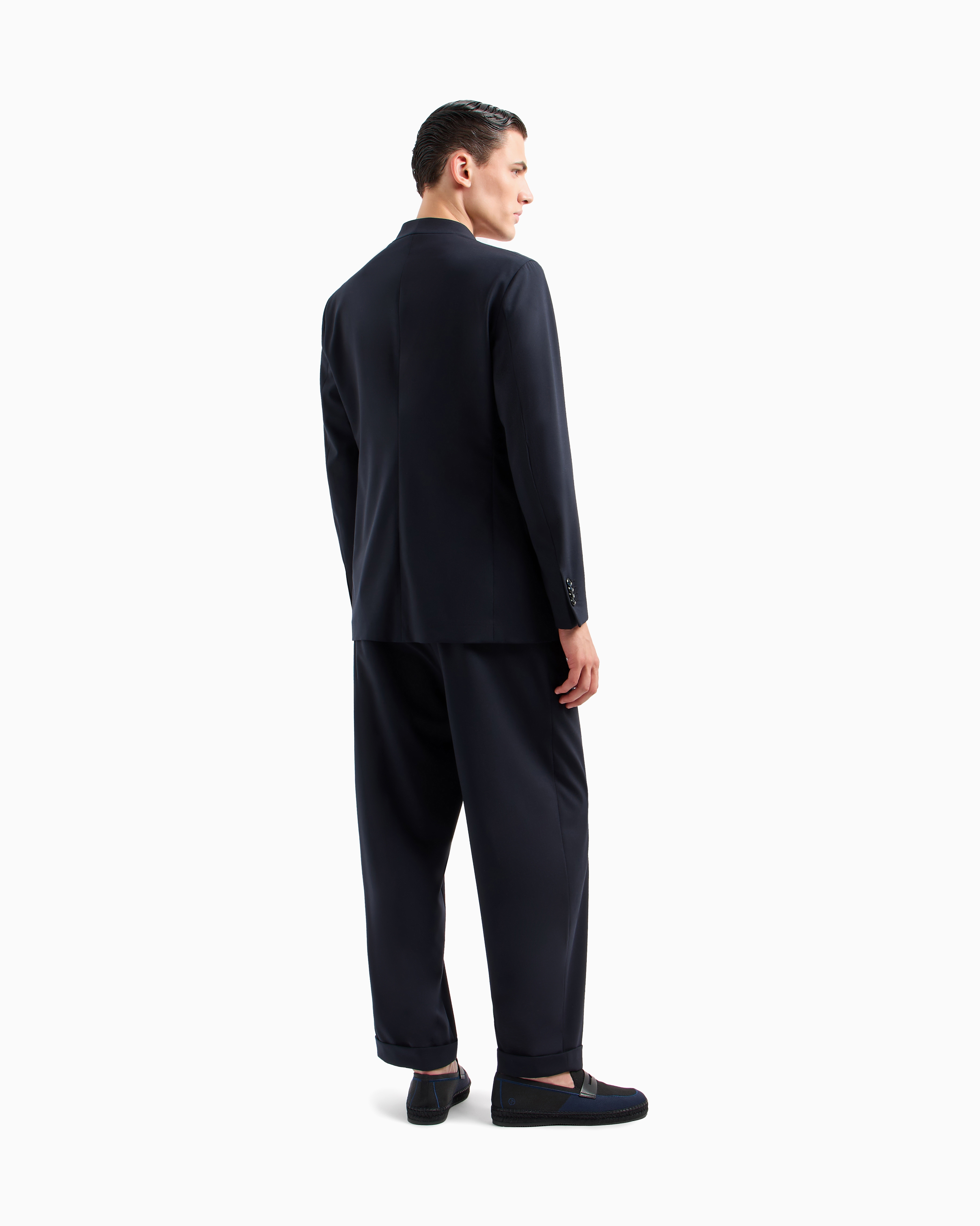 Giorgio Armani ネイビー ダブルブレストスーツ アプトンライン ダブルブレストスーツ ストレッチウール