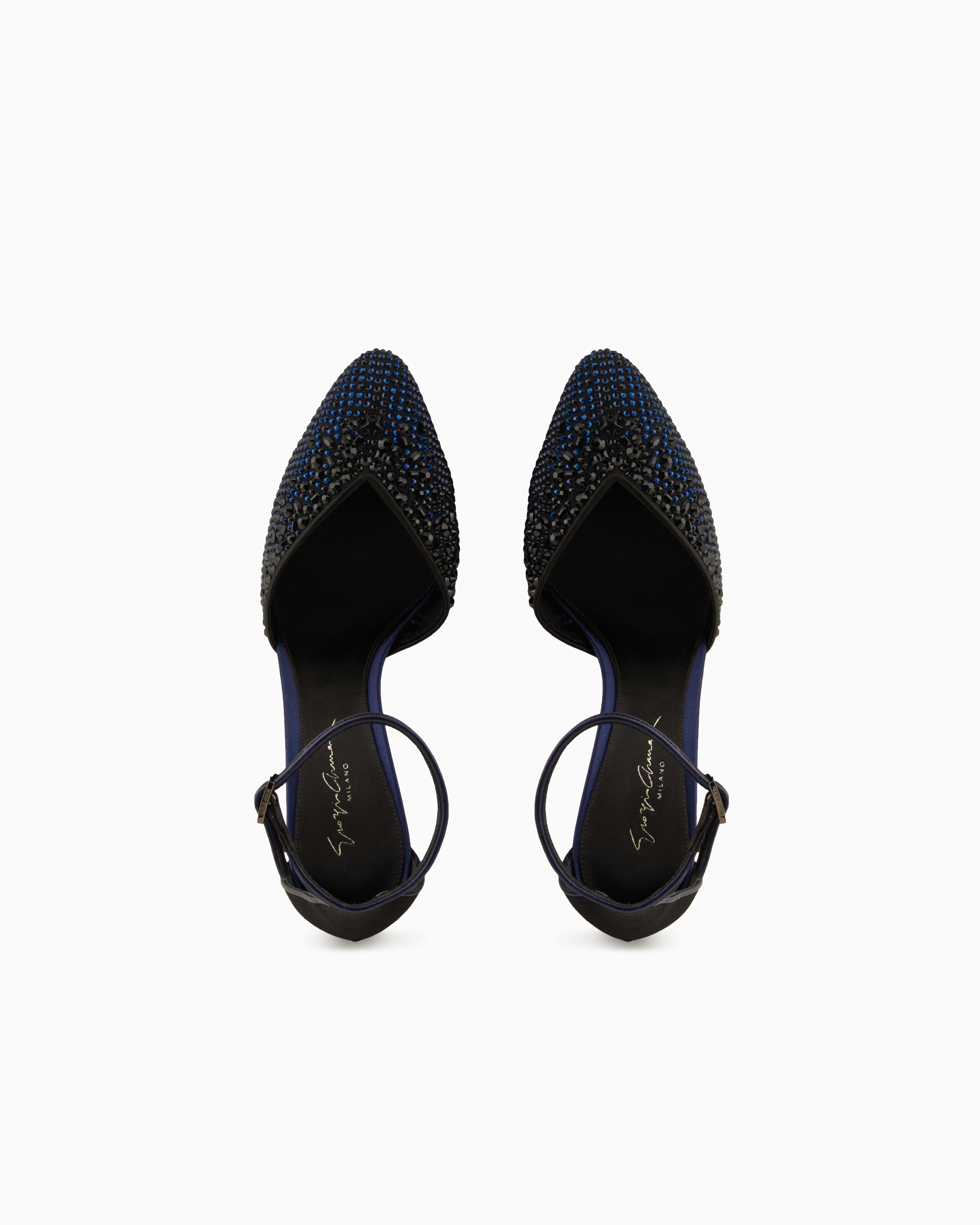 Giorgio Armani Satin, Mesh And Rhinestone Court Shoes With Strap