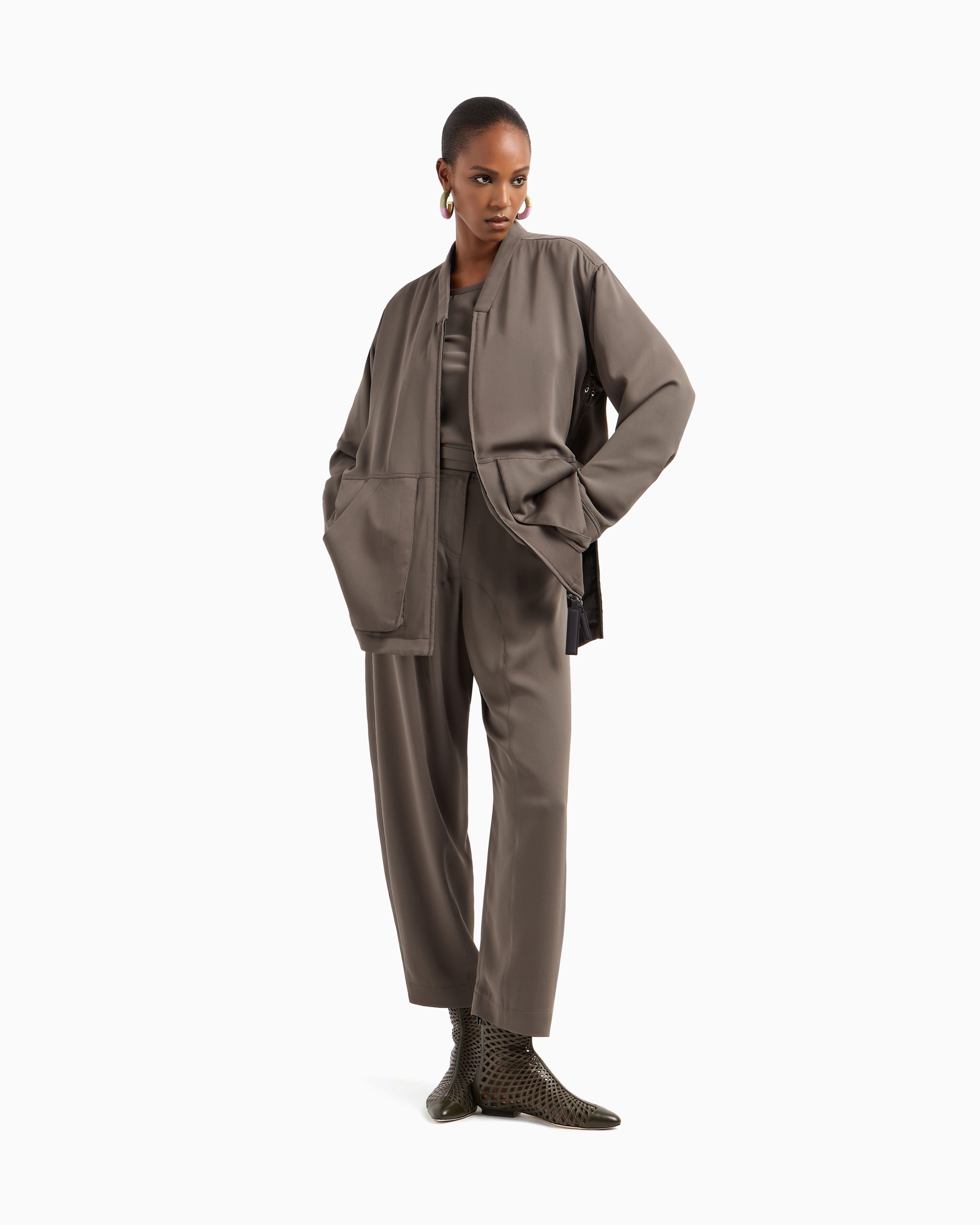 Giorgio Armani Triple Silk Georgette Pea Coat