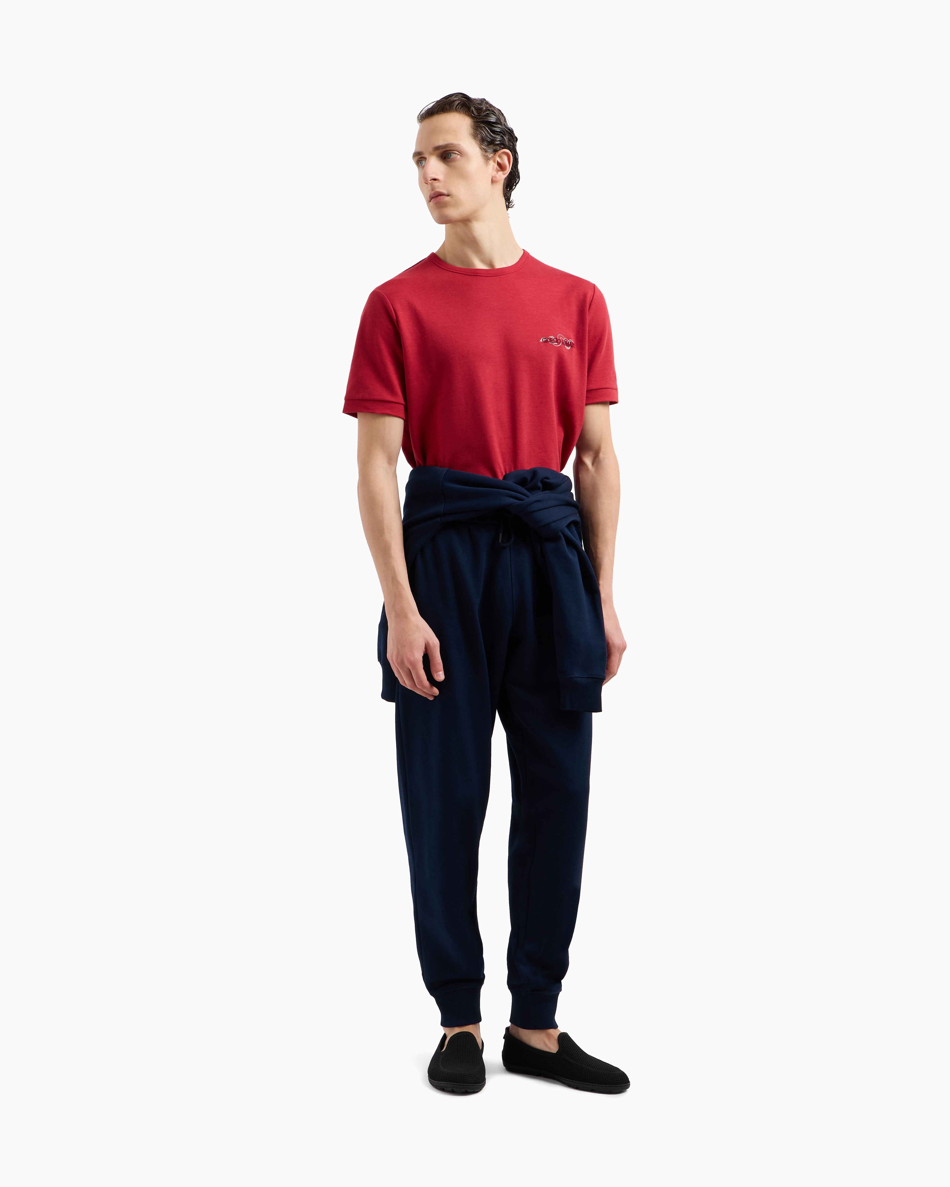 Tシャツ・カットソー GIORGIO ARMANI SS25 T-SHIRT (GM001087 TE14824 UB115) クルーネックTシャツ ビスコース 刺繍 | Giorgio Armani