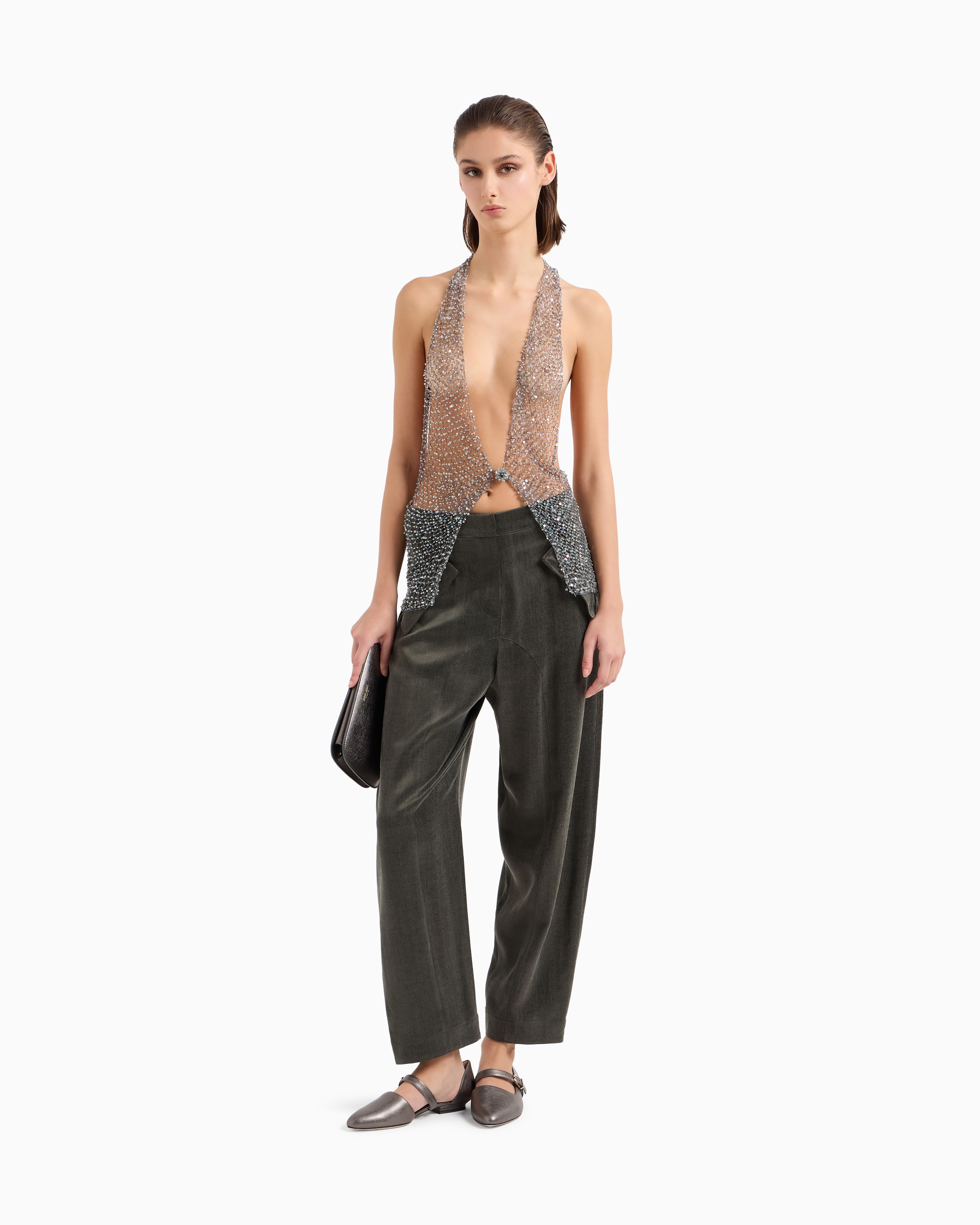 Giorgio Armani Straight-cut Viscose And Cupro Trousers