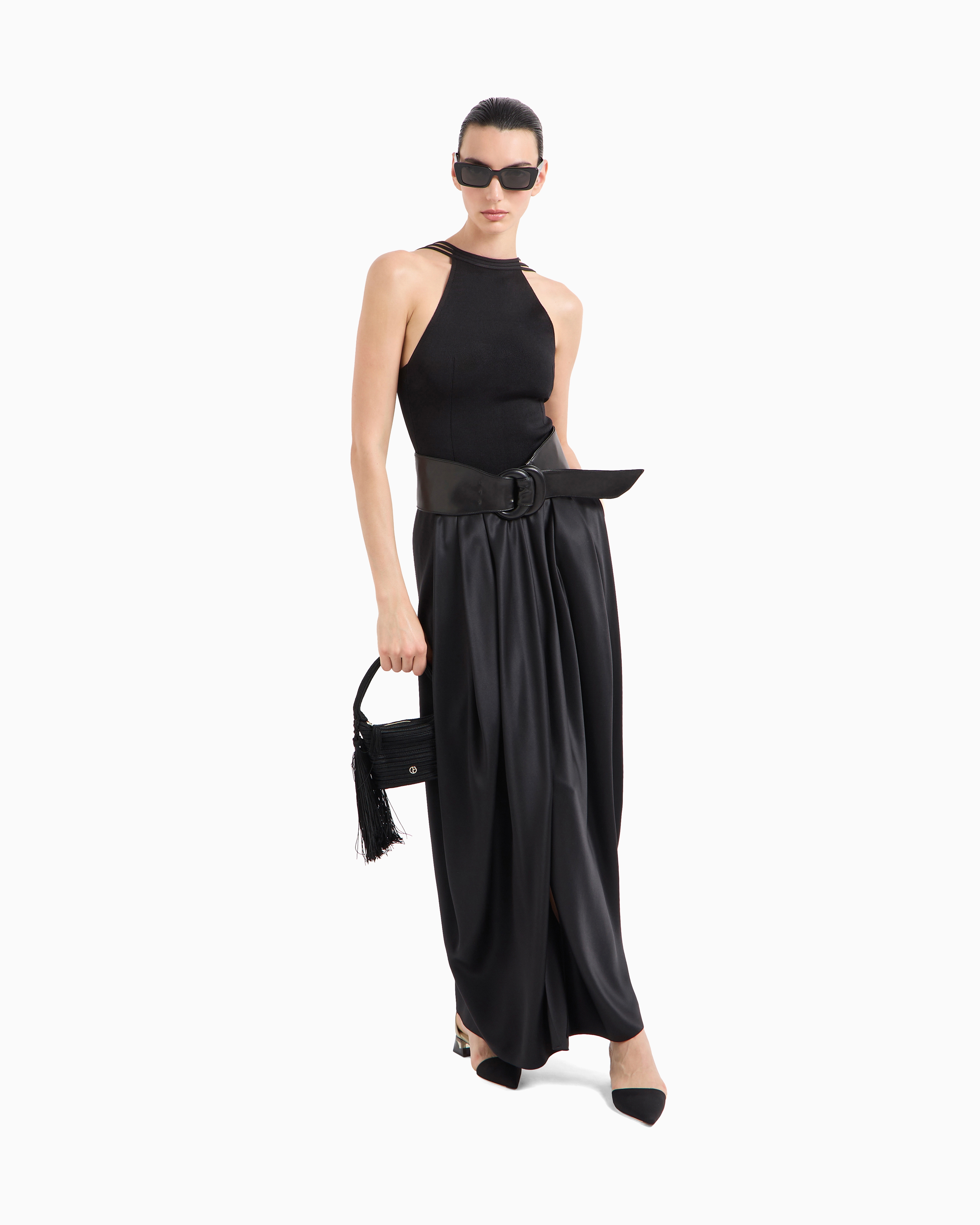 Giorgio Armani Silk Knit Top In Black