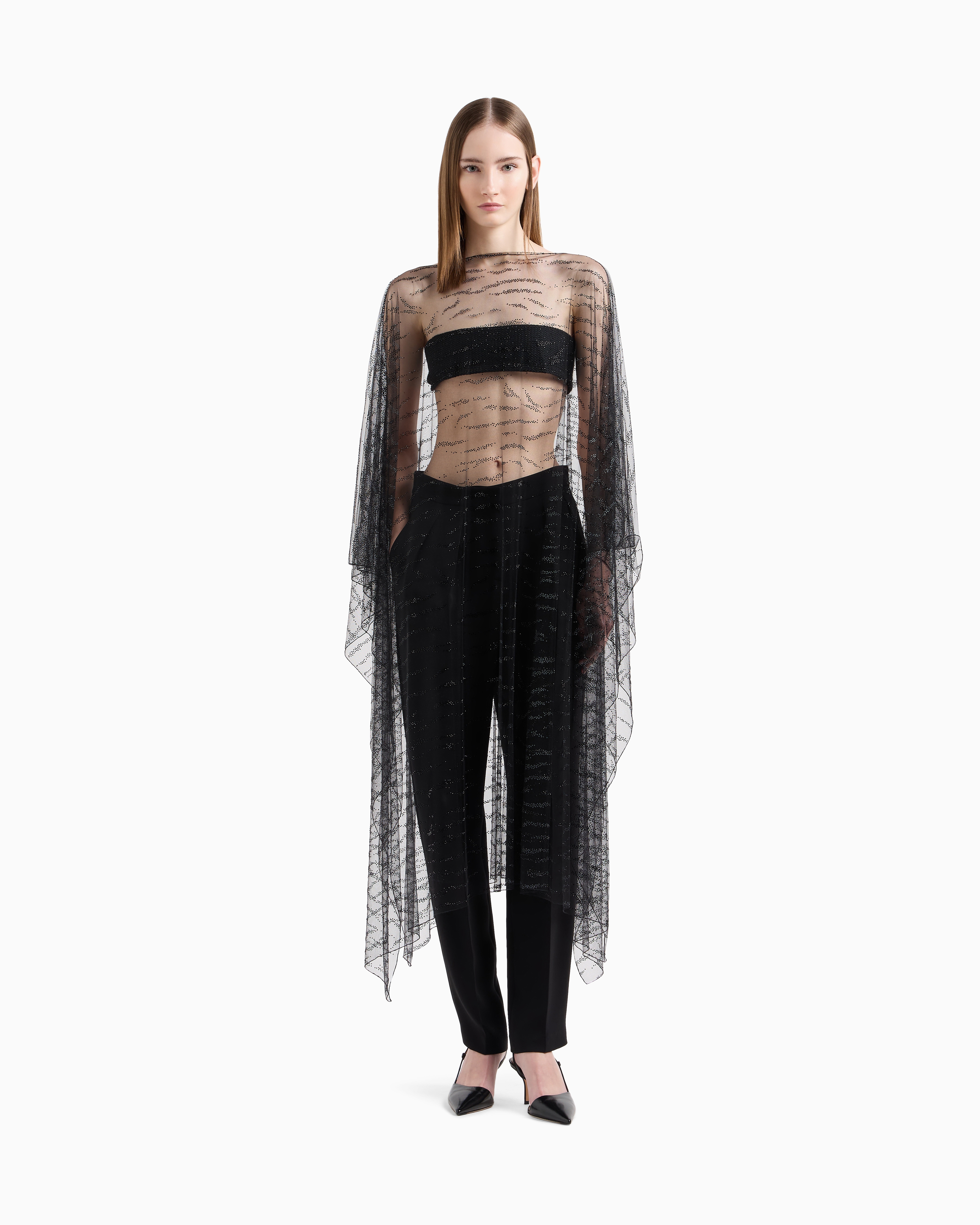 Giorgio Armani Embroidered Tulle Cape