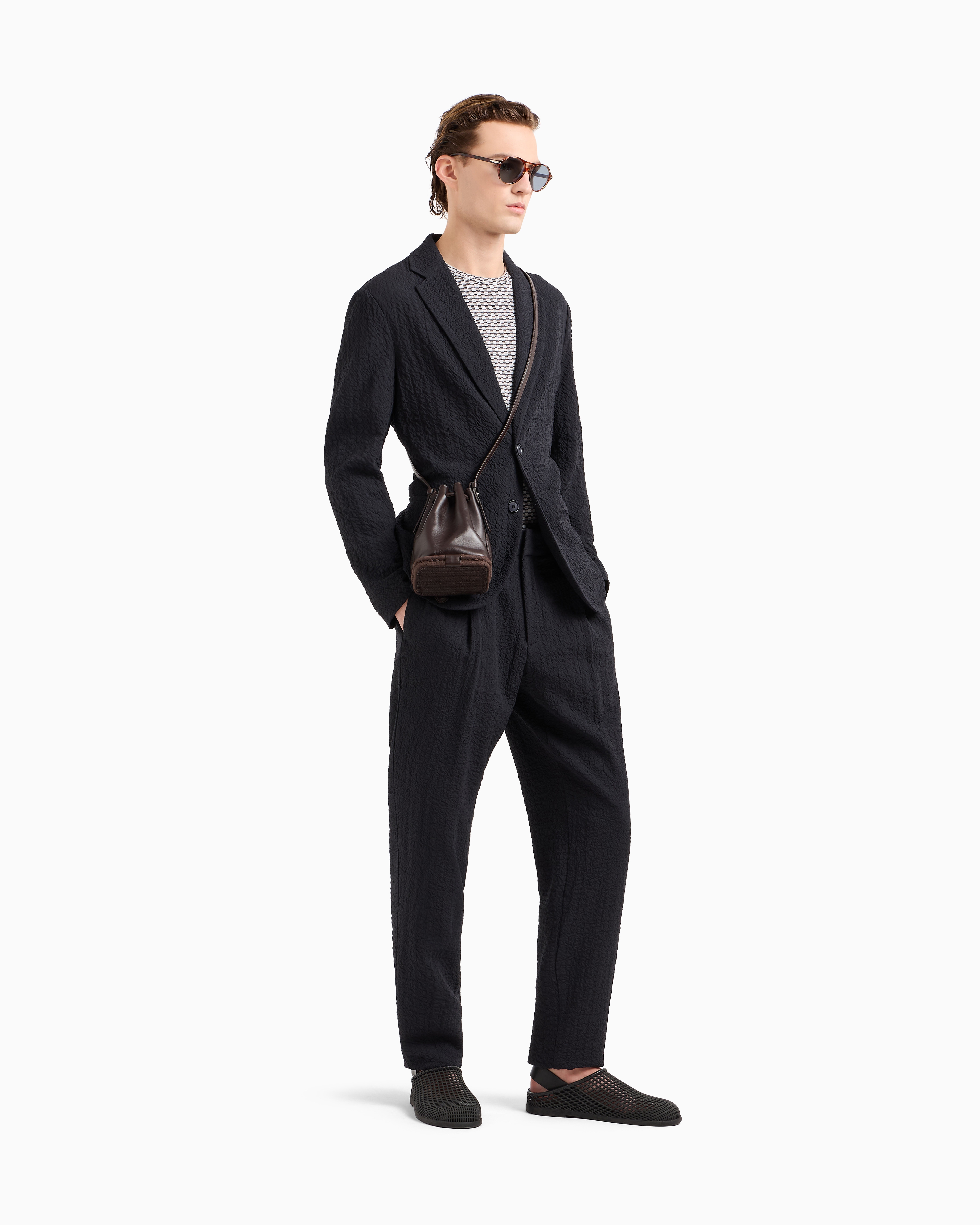 シングルタックパンツ ストレッチウール | Giorgio Armani