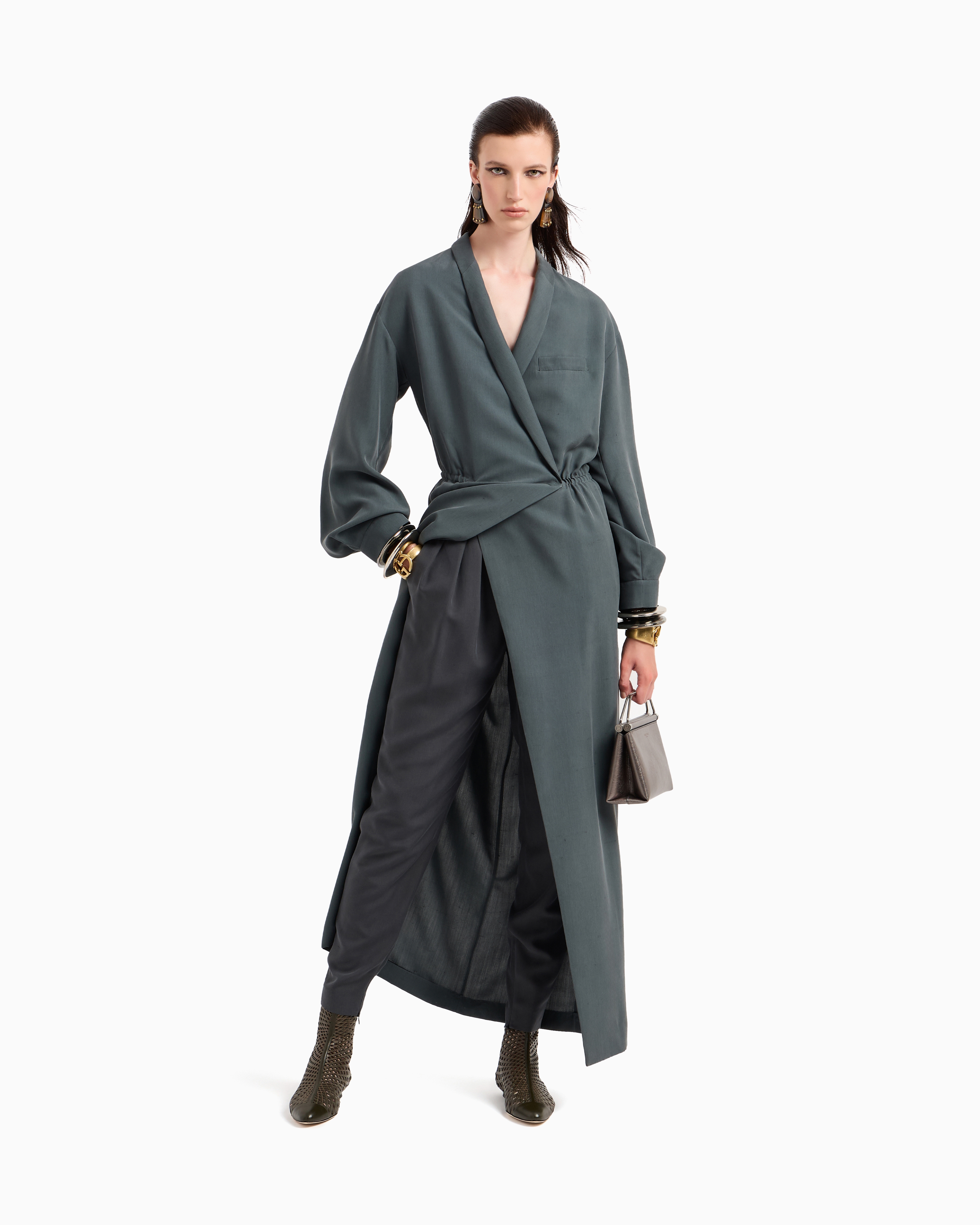 Giorgio Armani Long Dress In Washed Silk Shantung