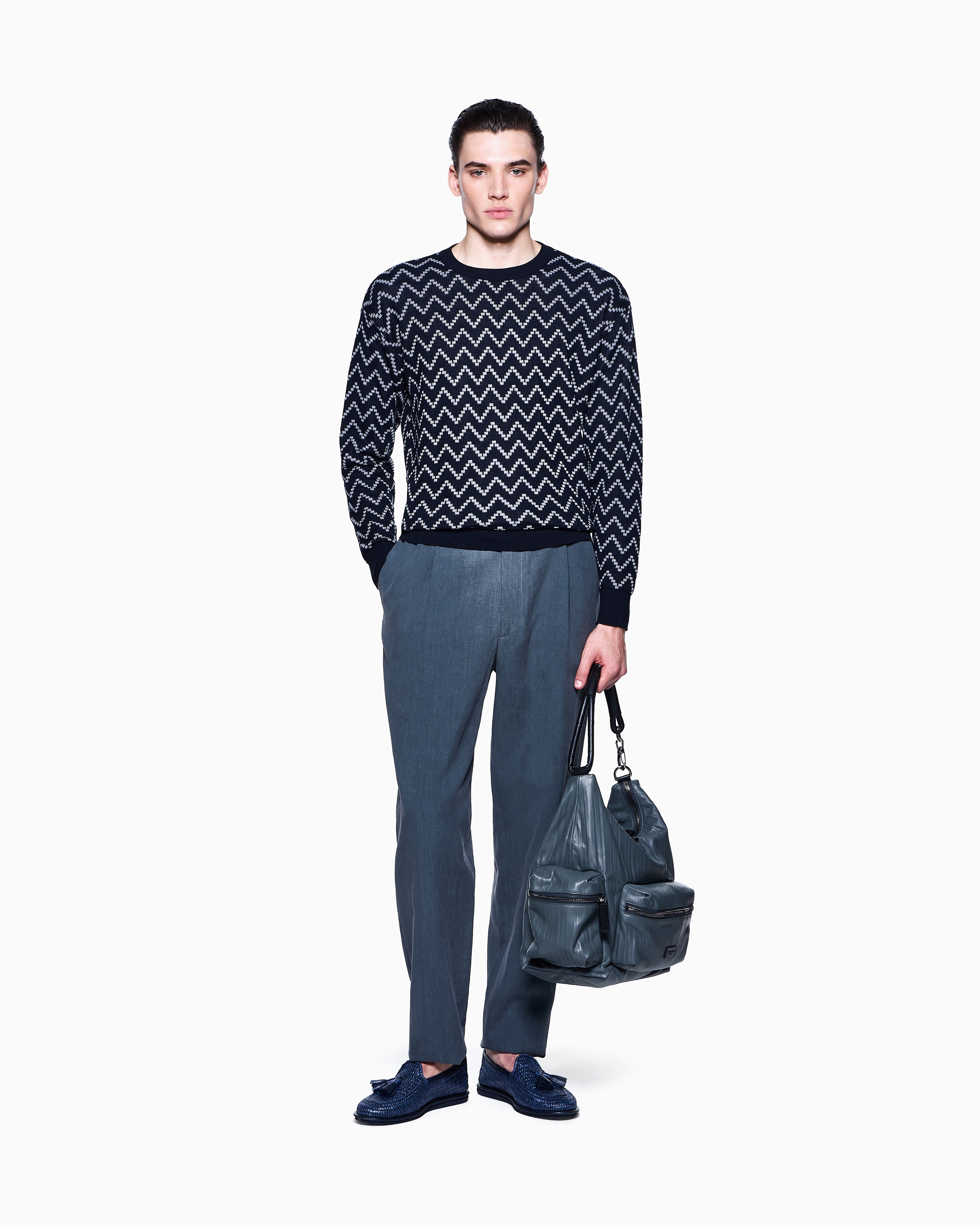 Giorgio Armani Single-pleat, Linen-canvas Trousers