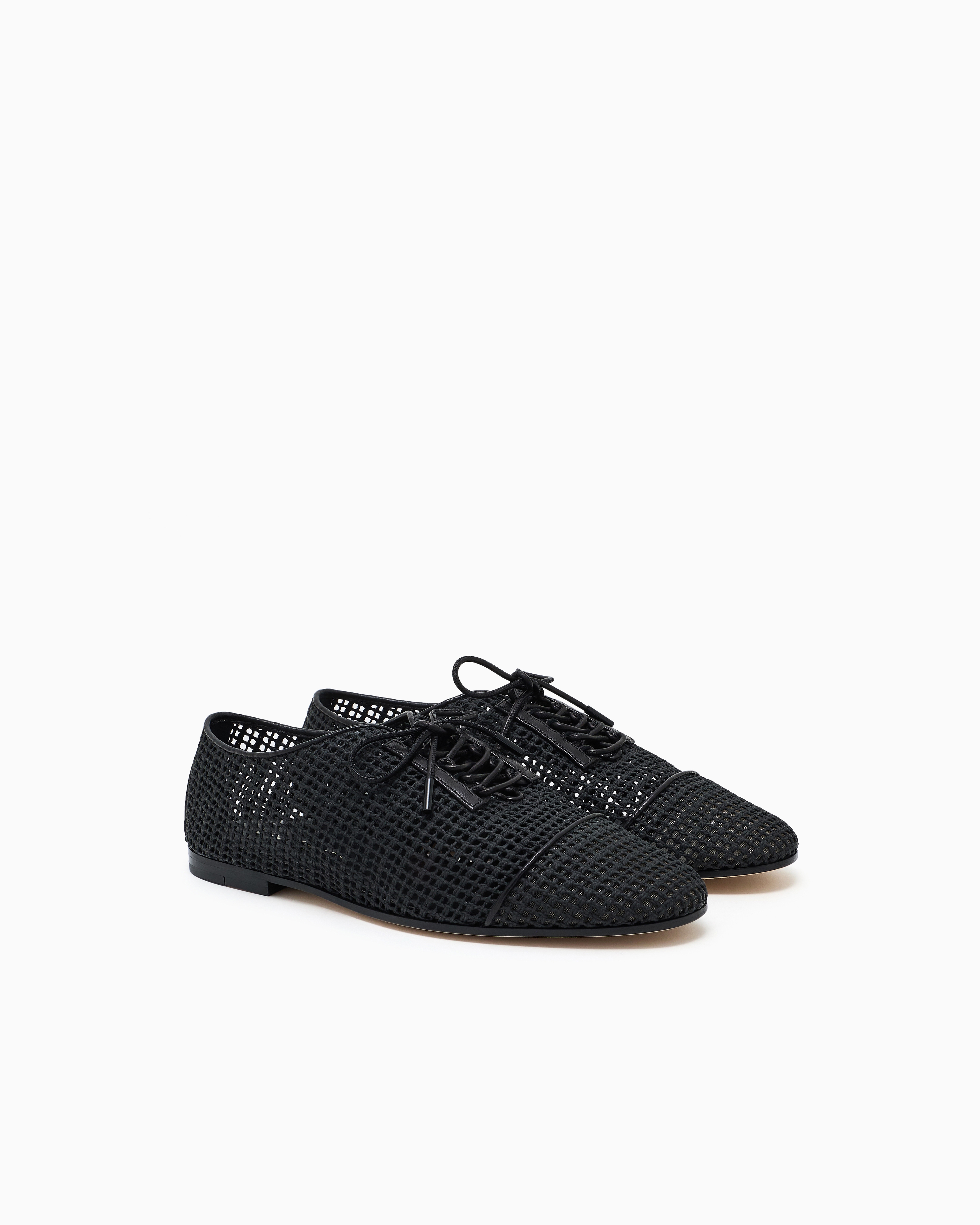 Giorgio Armani Mesh And Nappa Leather Lace-ups In Black
