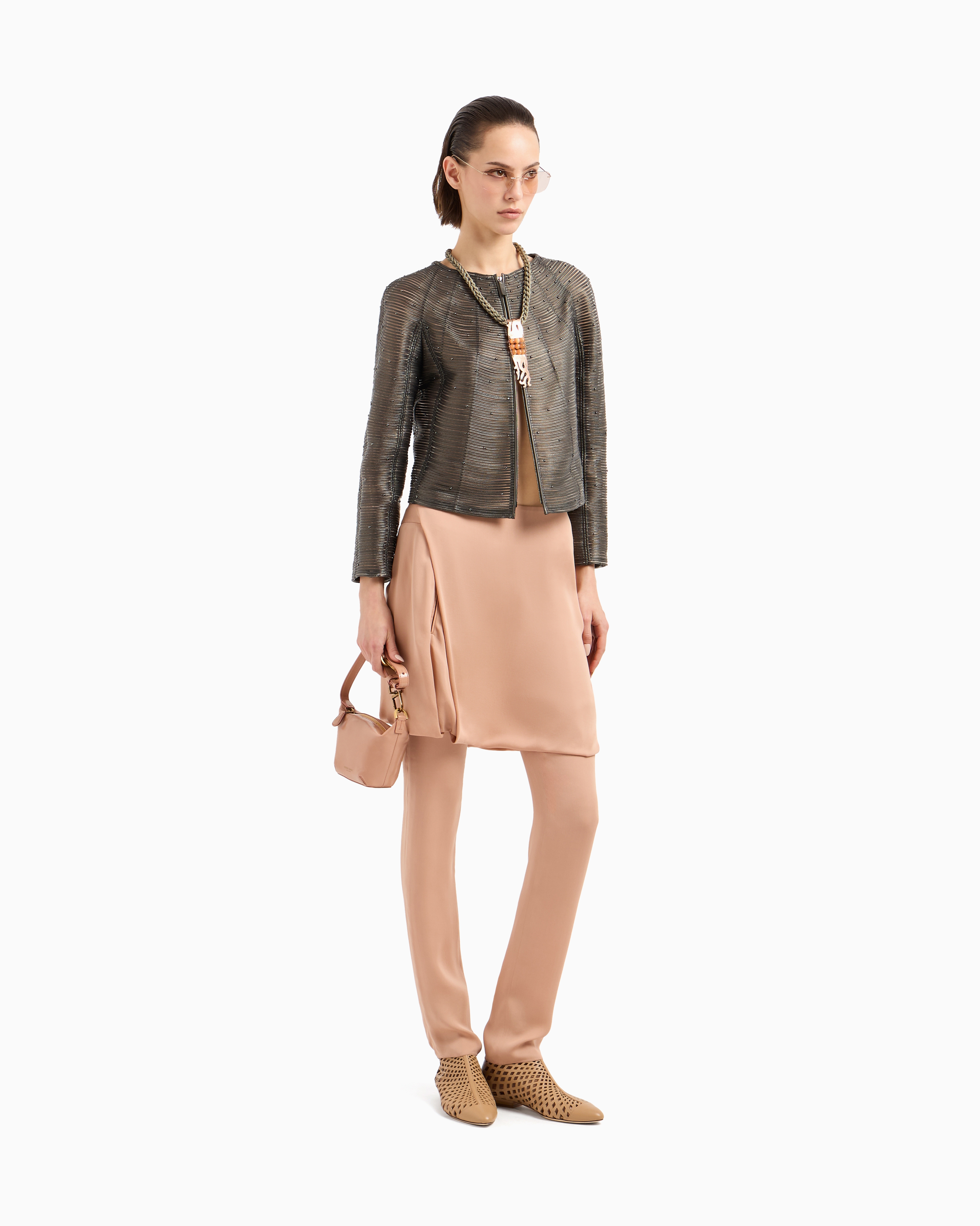 Giorgio Armani Pearlised Nappa Leather Jacket With Applied Studs
