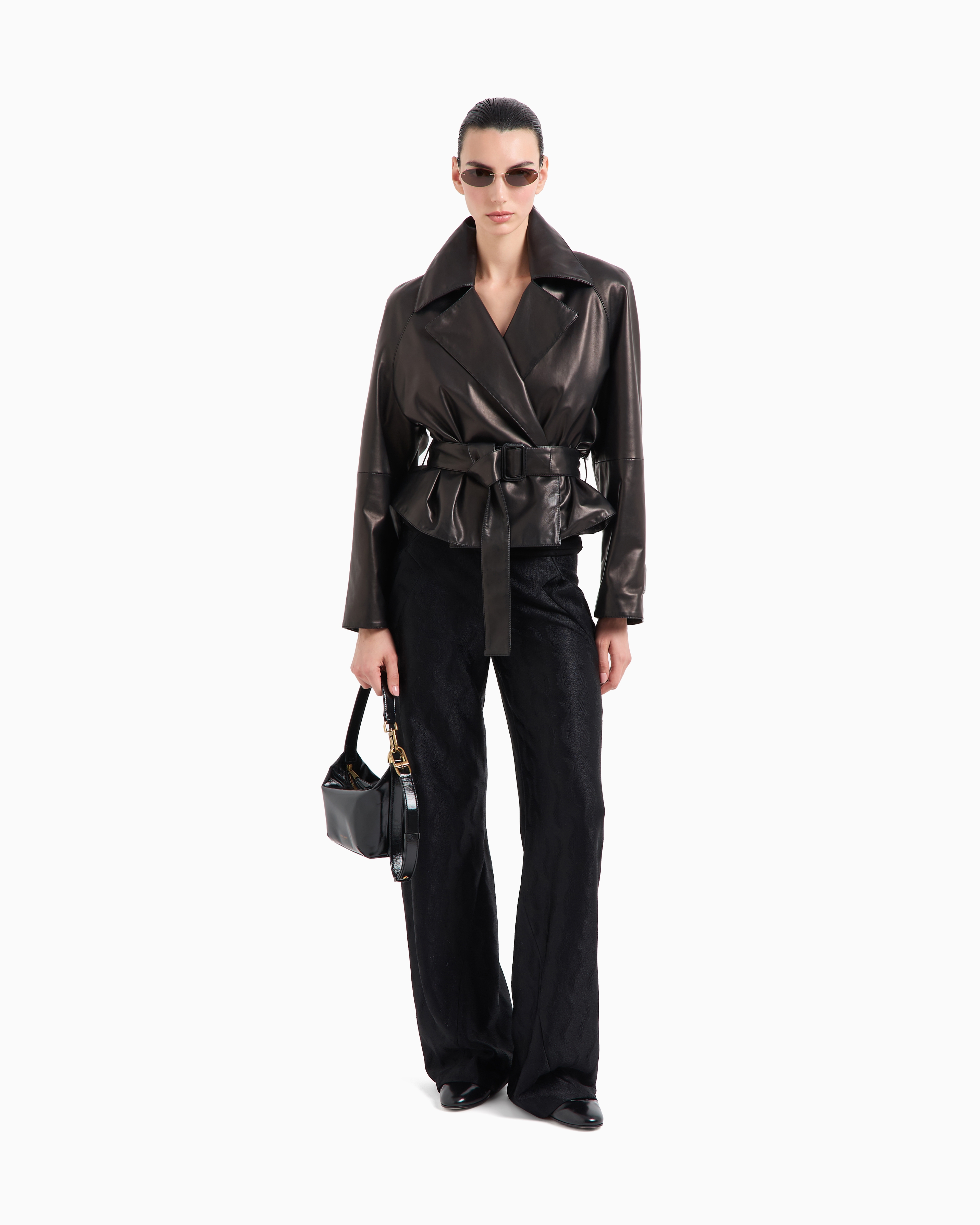 Giorgio Armani Double-breasted Jacket In Plonge Nappa Leather
