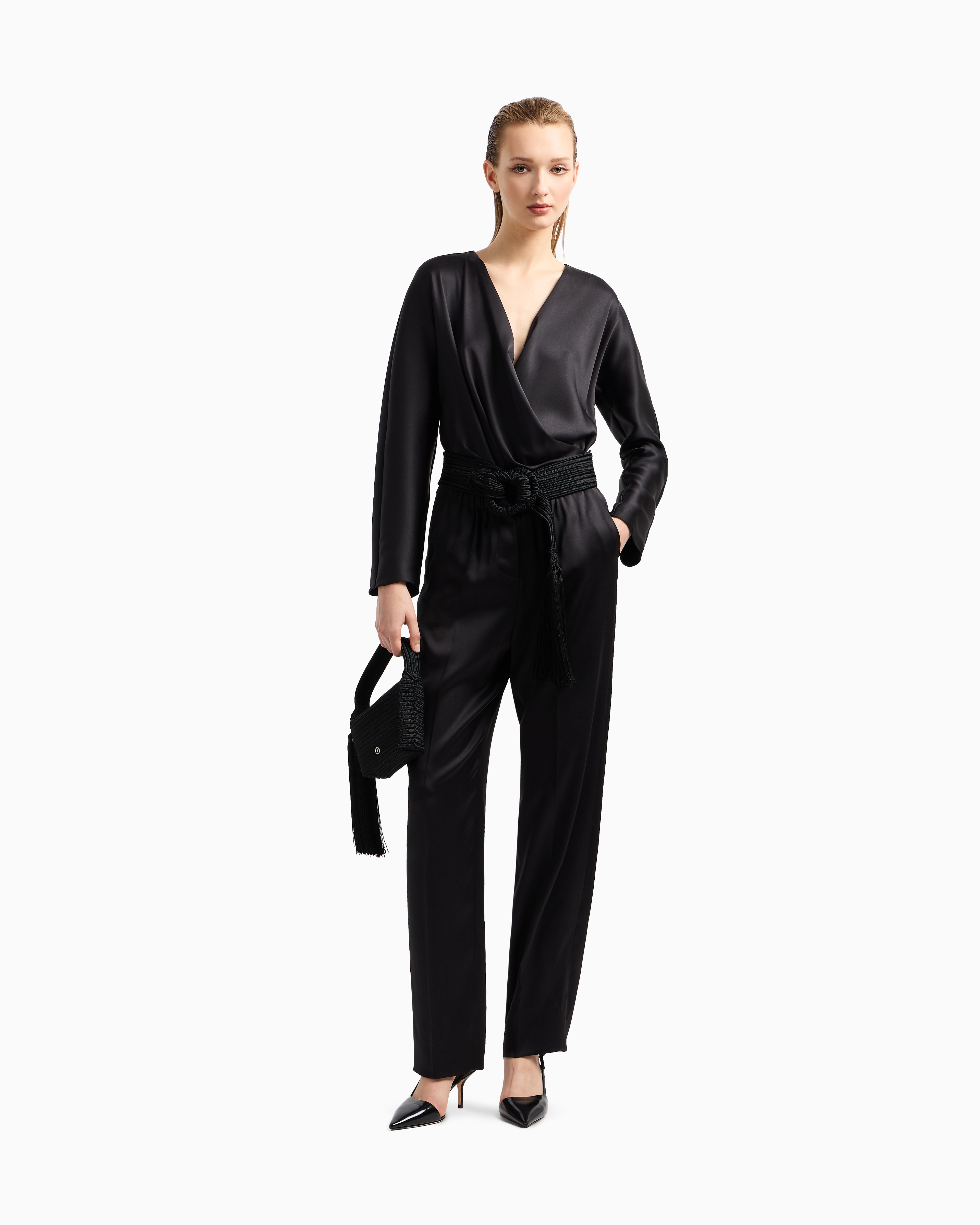 Giorgio Armani Straight-cut Trousers In Double Silk Satin
