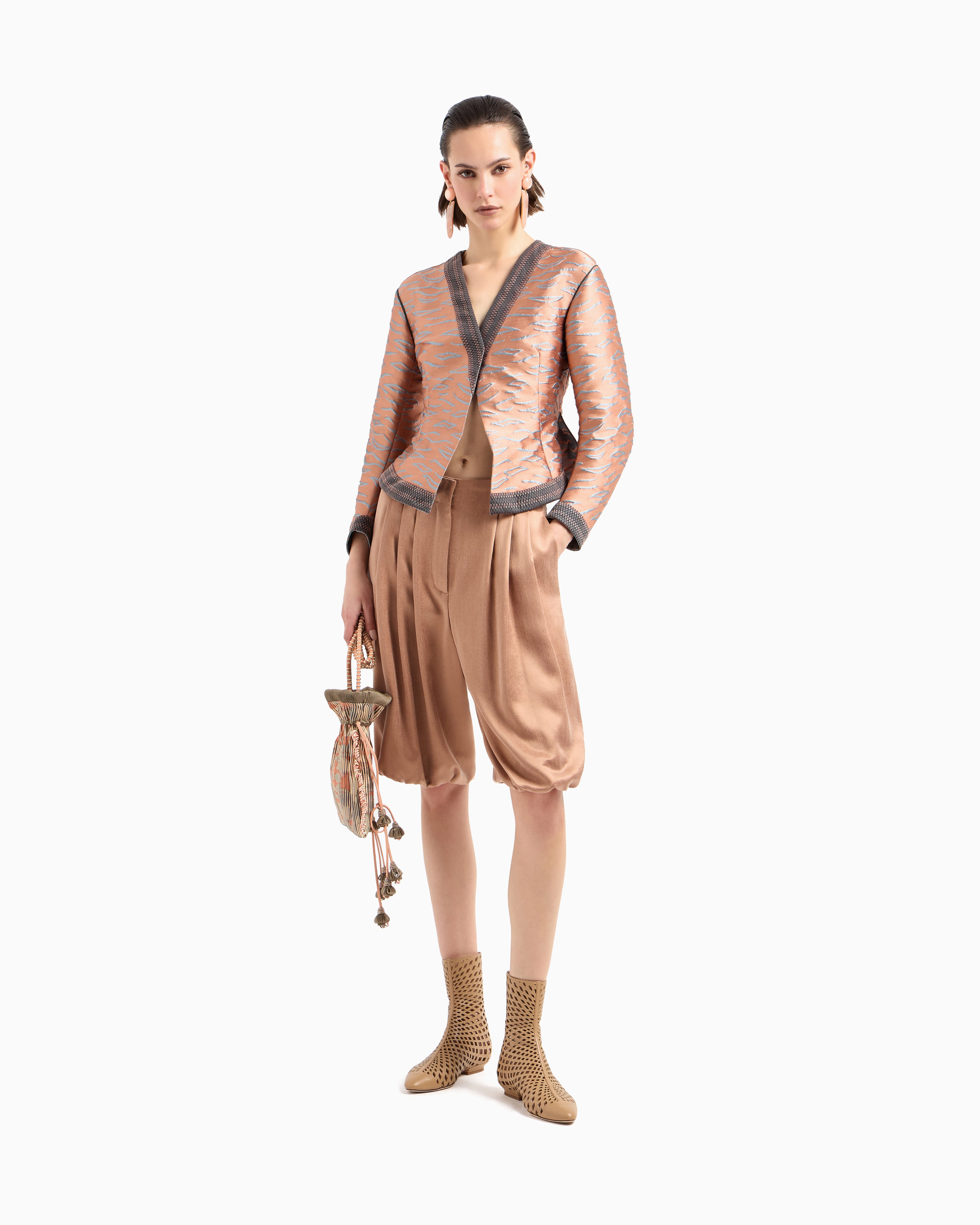 Giorgio Armani Short Jacket In A Jacquard Silk Blend