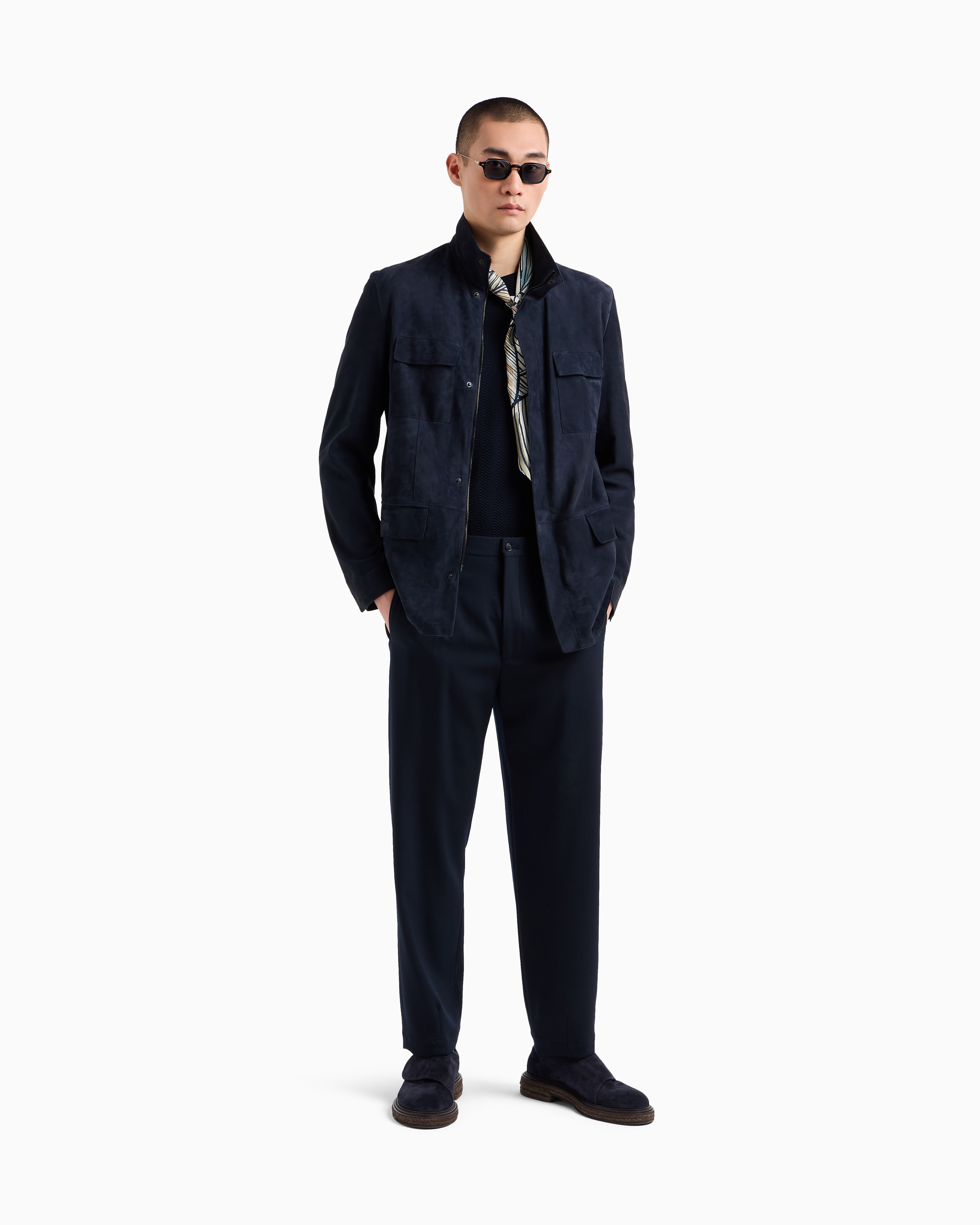 Giorgio Armani Suede Stand-collar Jacket