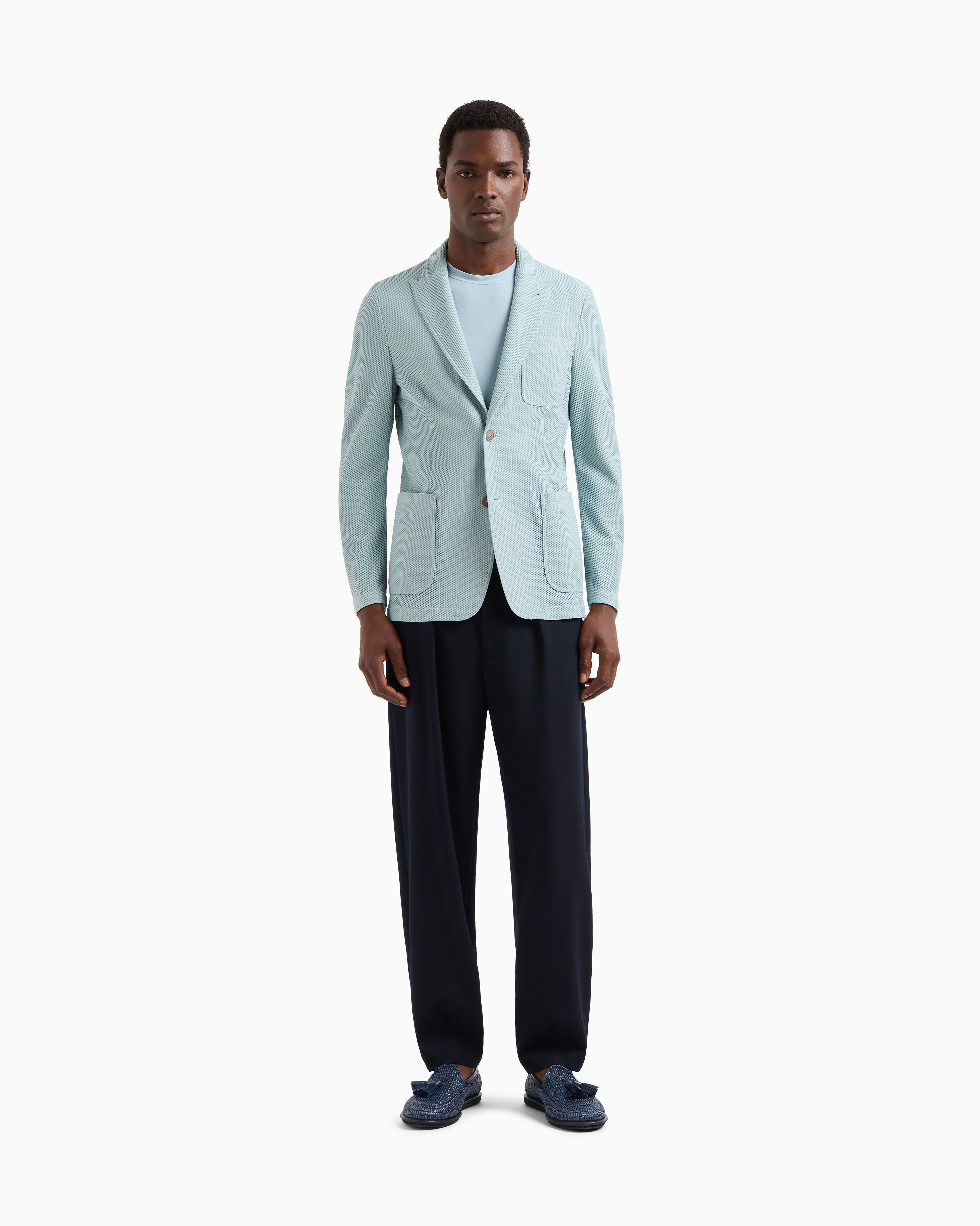 Giorgio Armani Single-breasted Jacket In Technical Waffle Fabric