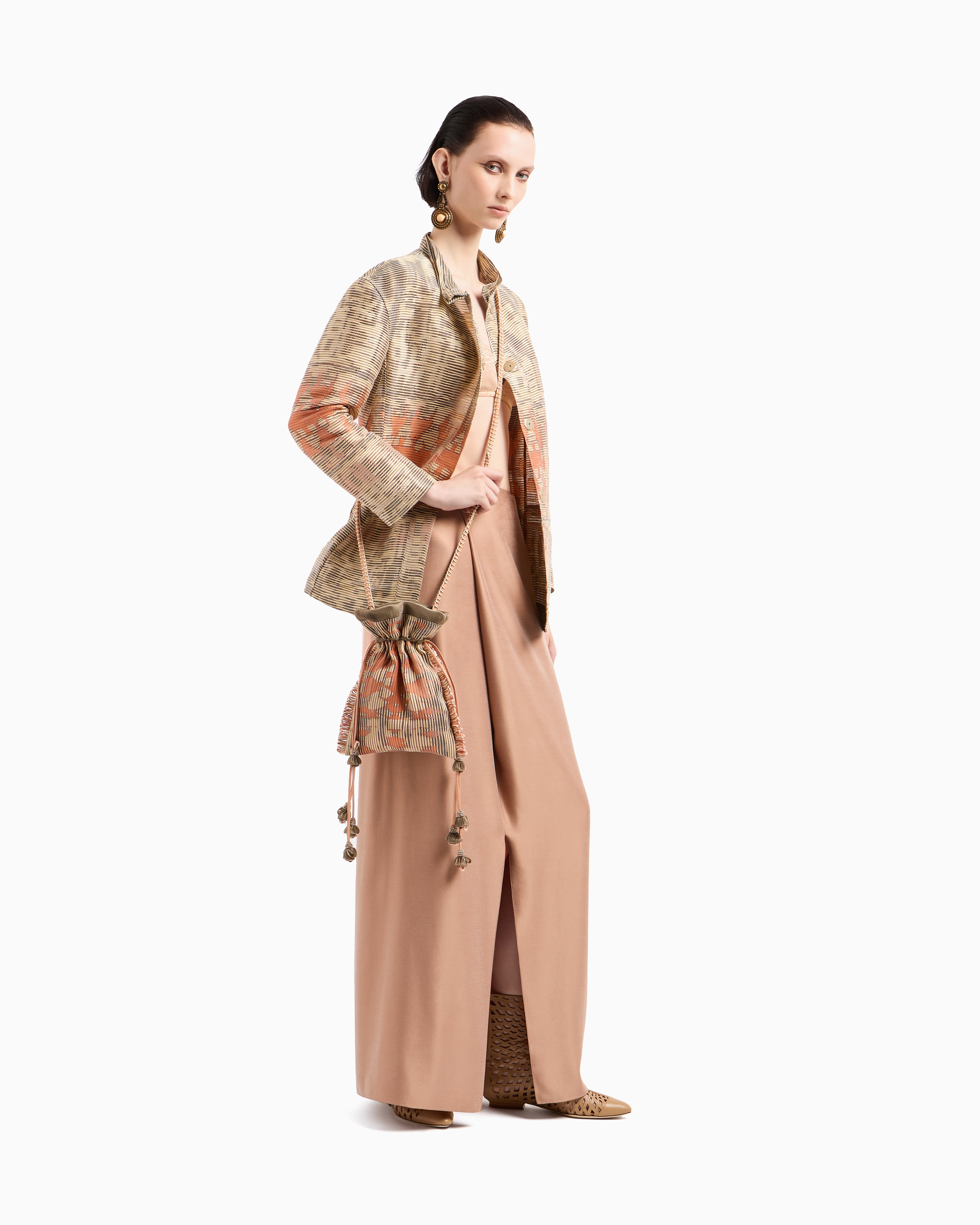 Giorgio Armani Single-breasted Jacket In A Silk Blend Jacquard Canneté