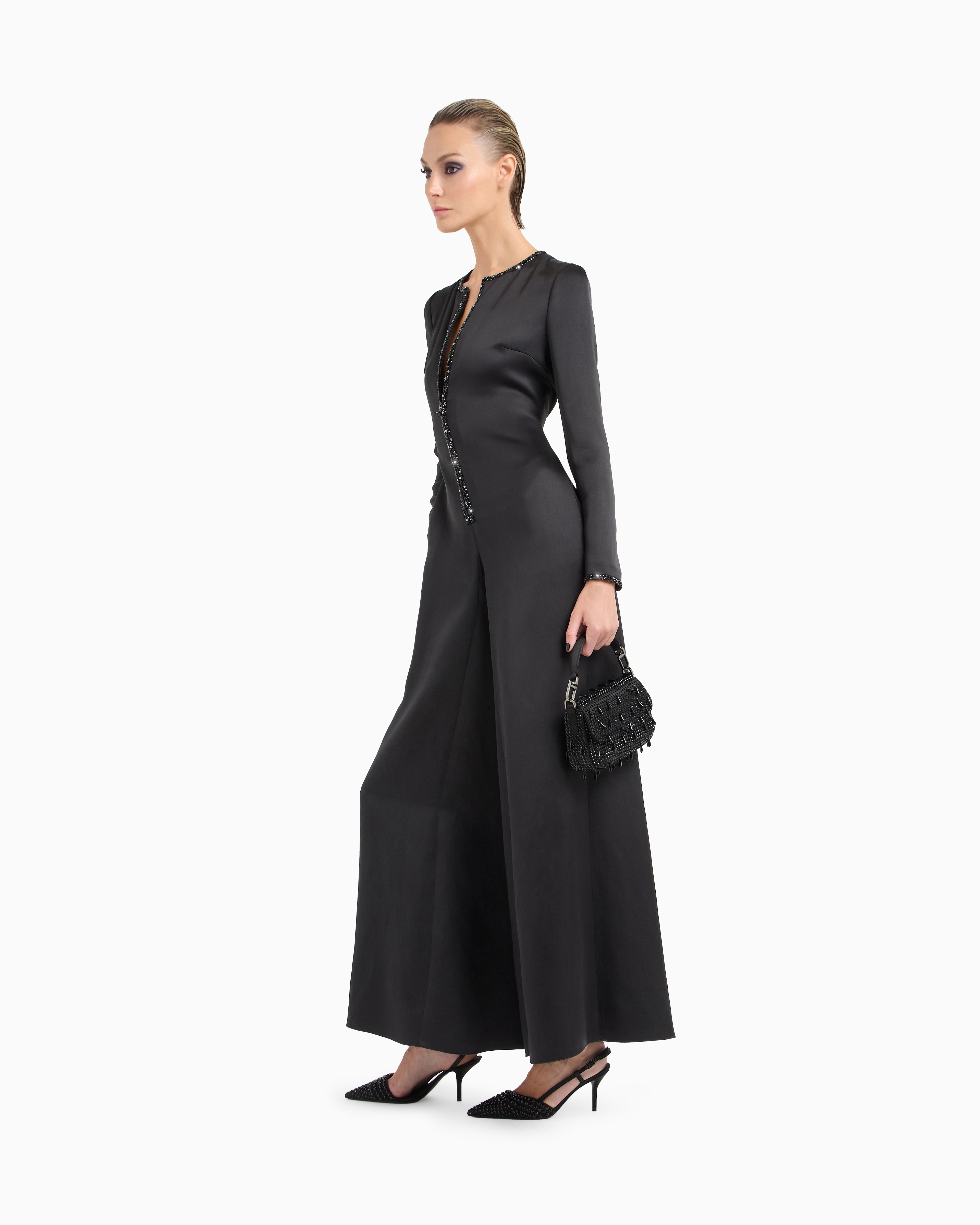 Giorgio Armani Silk Jumpsuit With Embroidered Details