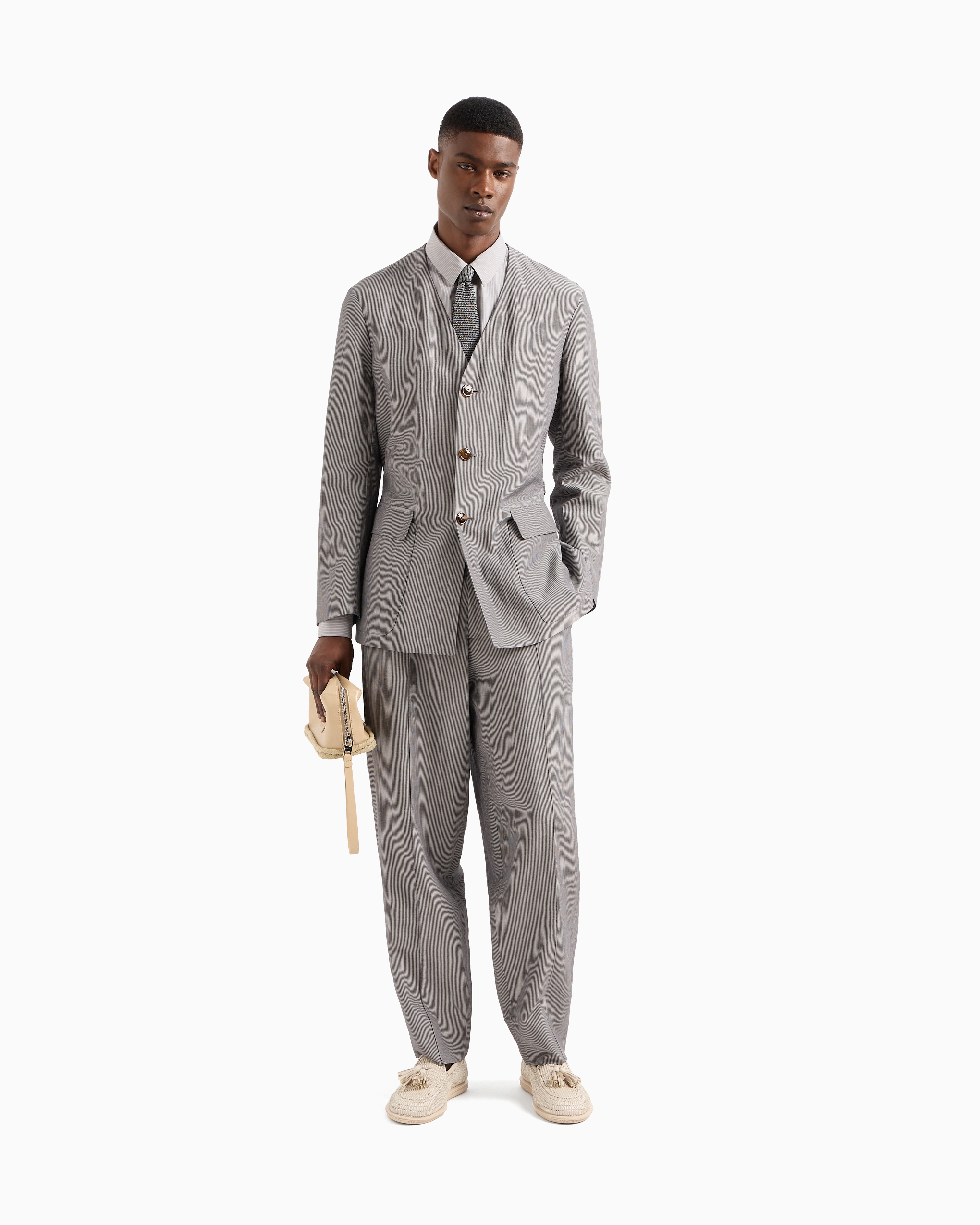 Giorgio Armani Viscose And Linen Single-breasted Jacket