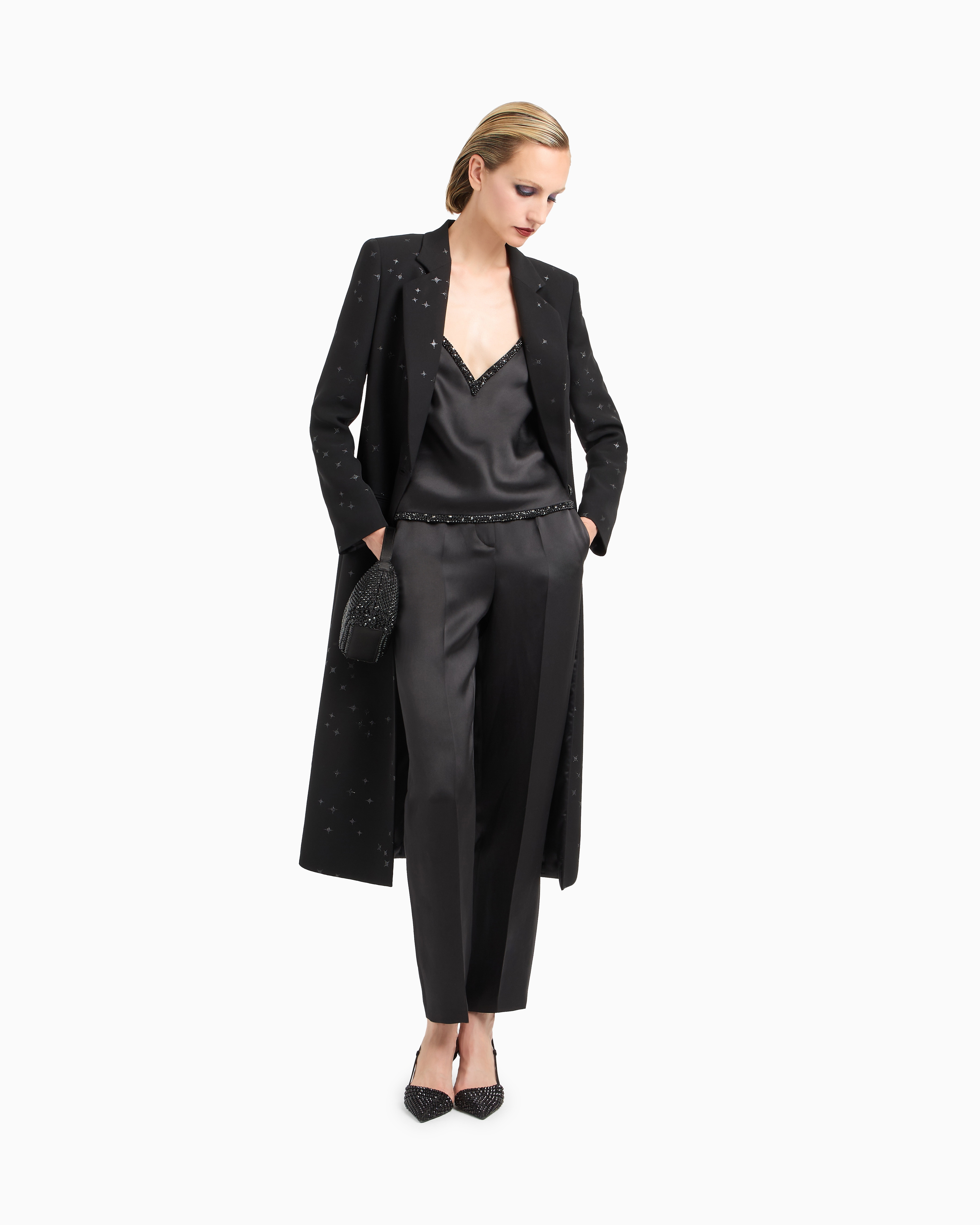 Giorgio Armani Glitter Silk Satin Single-pleat Trousers
