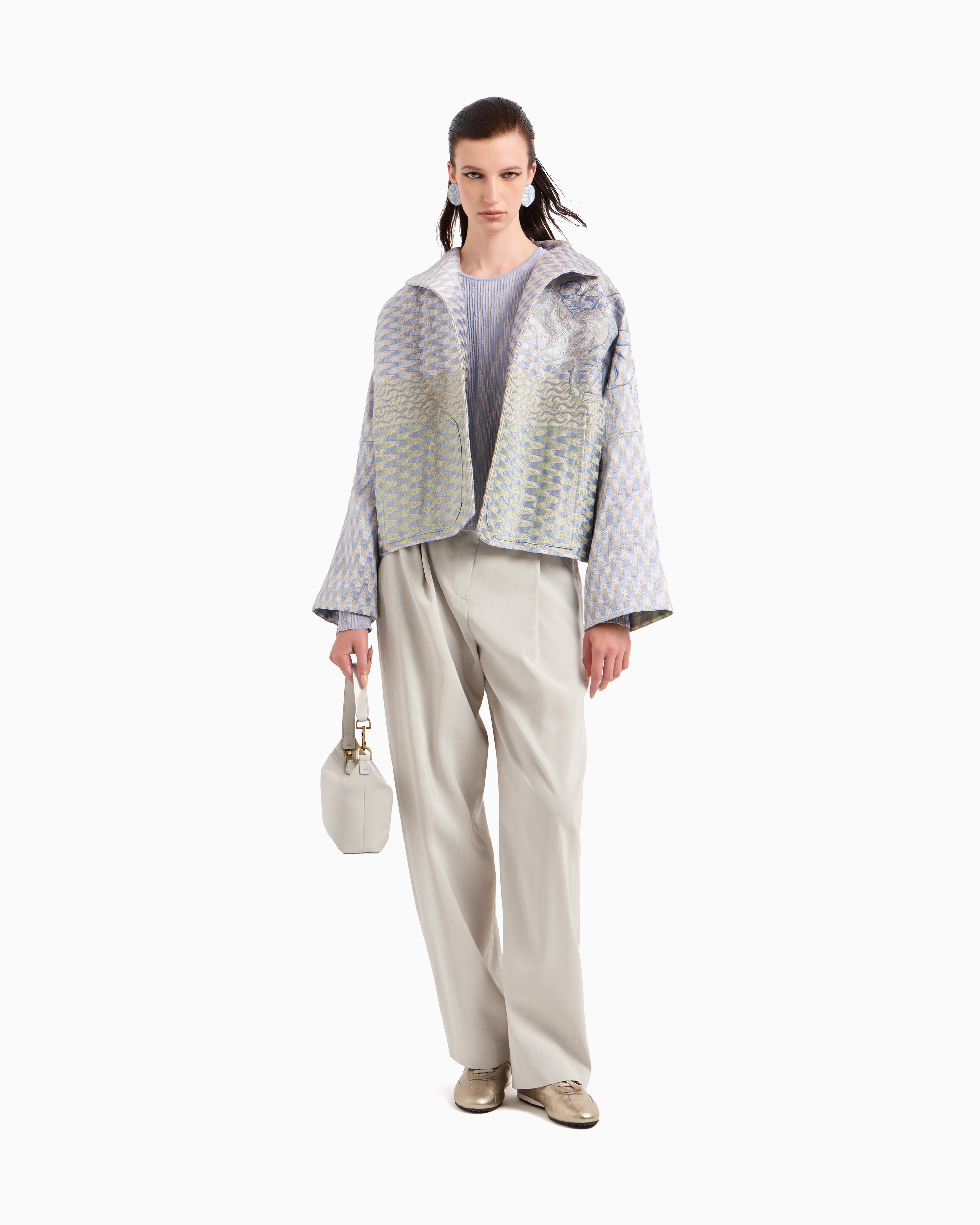 Giorgio Armani Cupro And Viscose Blend Crew-neck Jumper In Blue